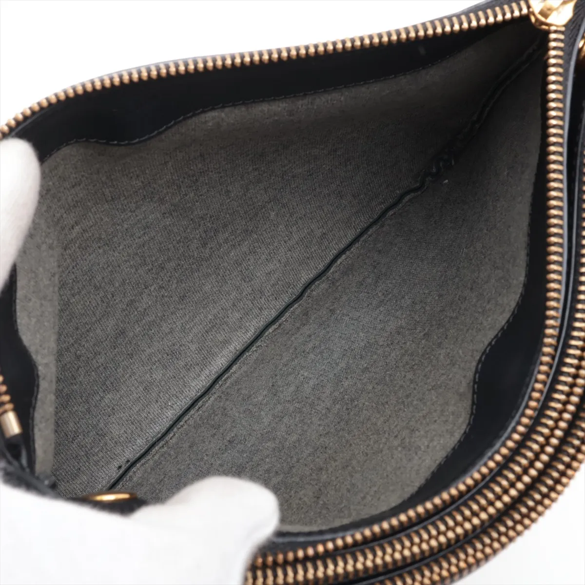 Trio Small Leather Shoulder Bag, Black — view 6