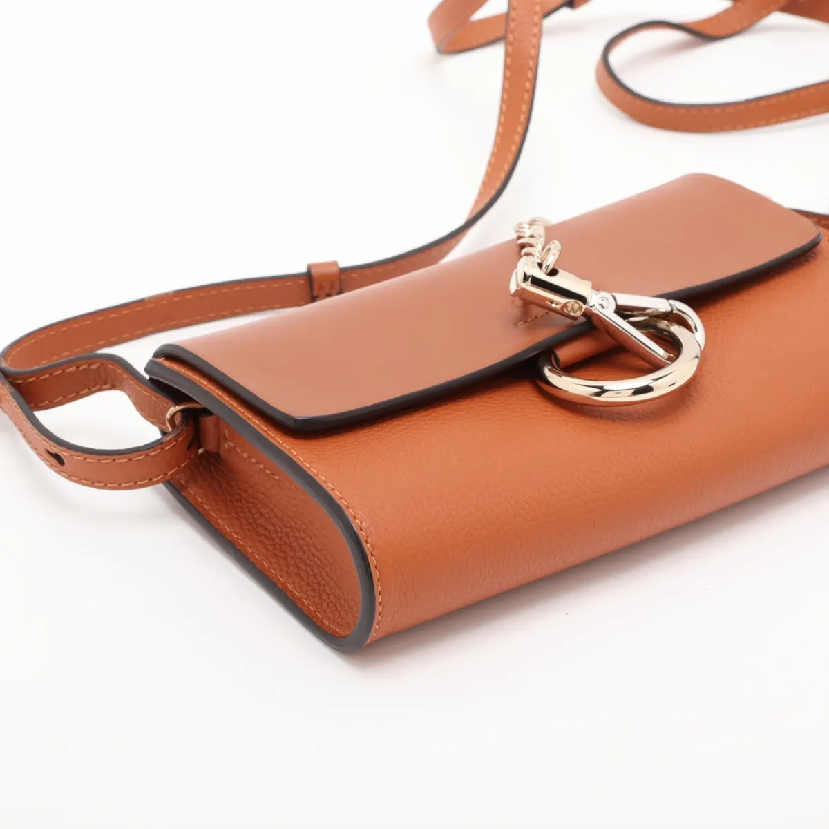 Faye Leather Shoulder Bag, Orange — view 4