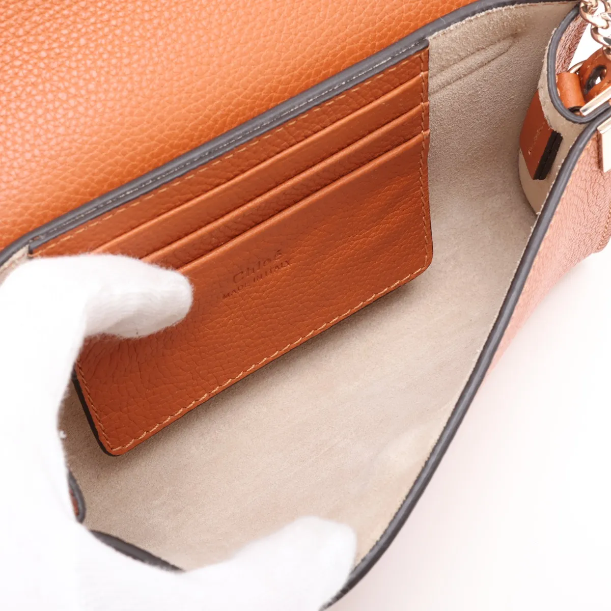 Faye Leather Shoulder Bag, Orange — view 6