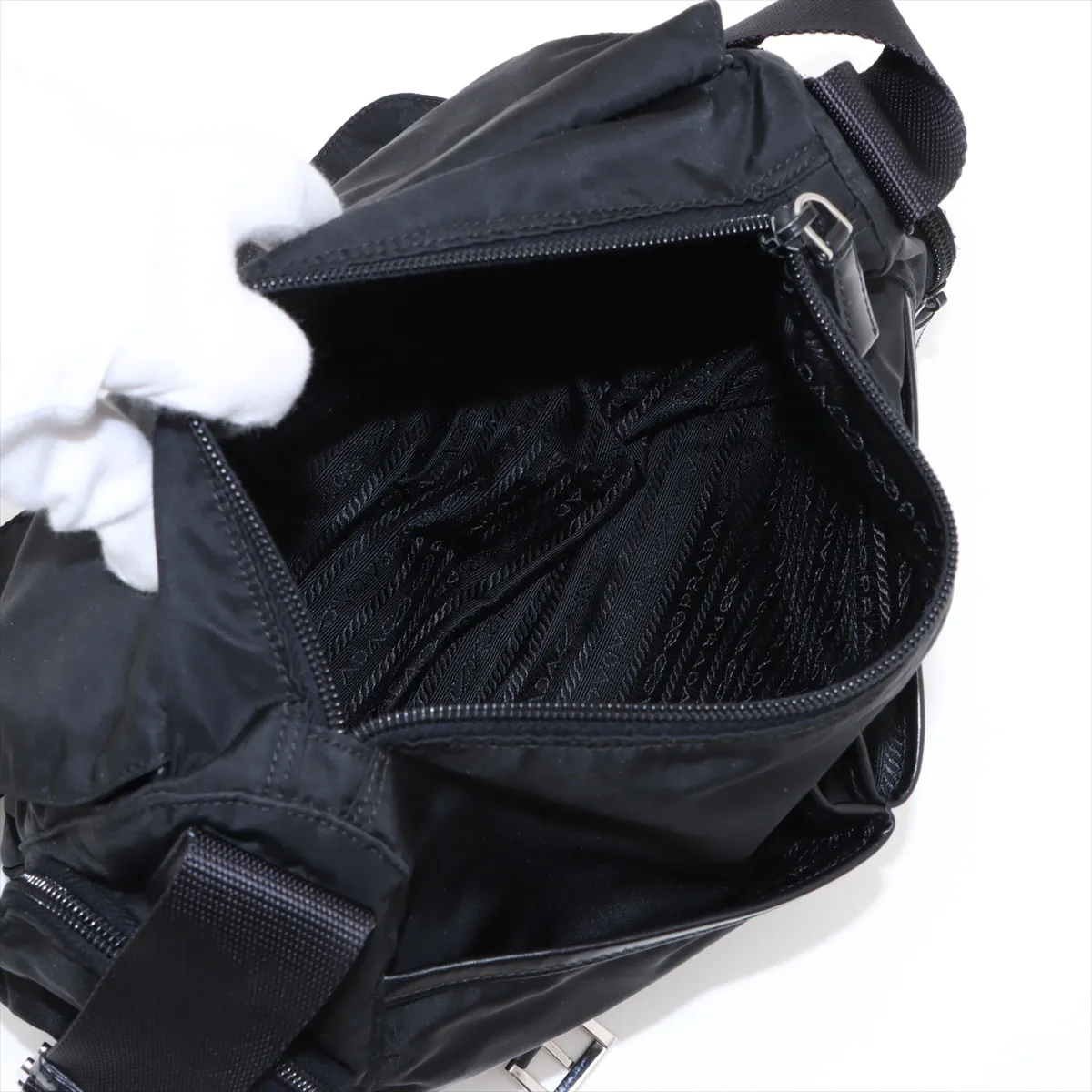 Tessuto Nylon x Leather Shoulder Bag Black BT0503 — view 6