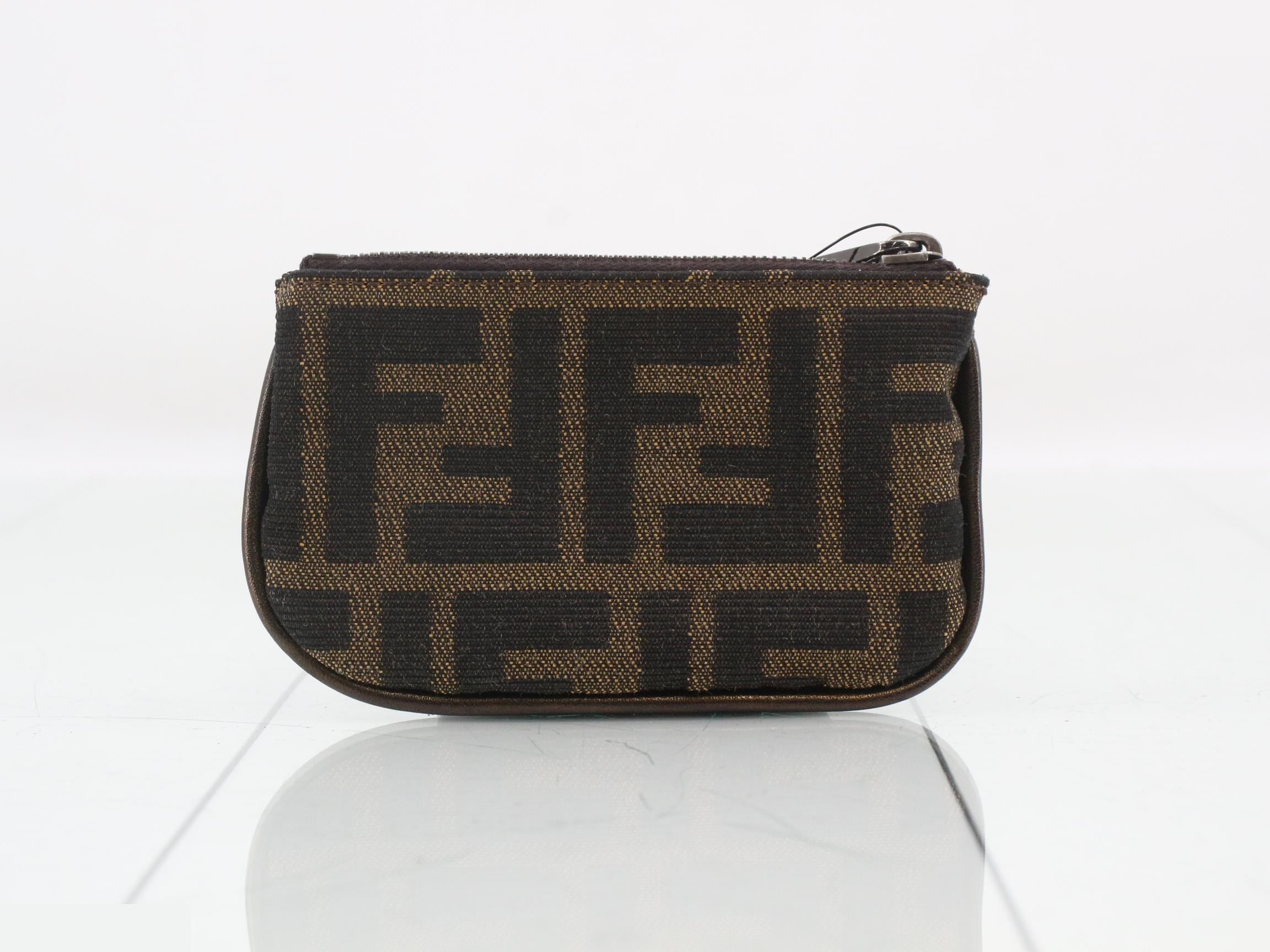 Zucca Coin Case, Brown Canvas — view 2