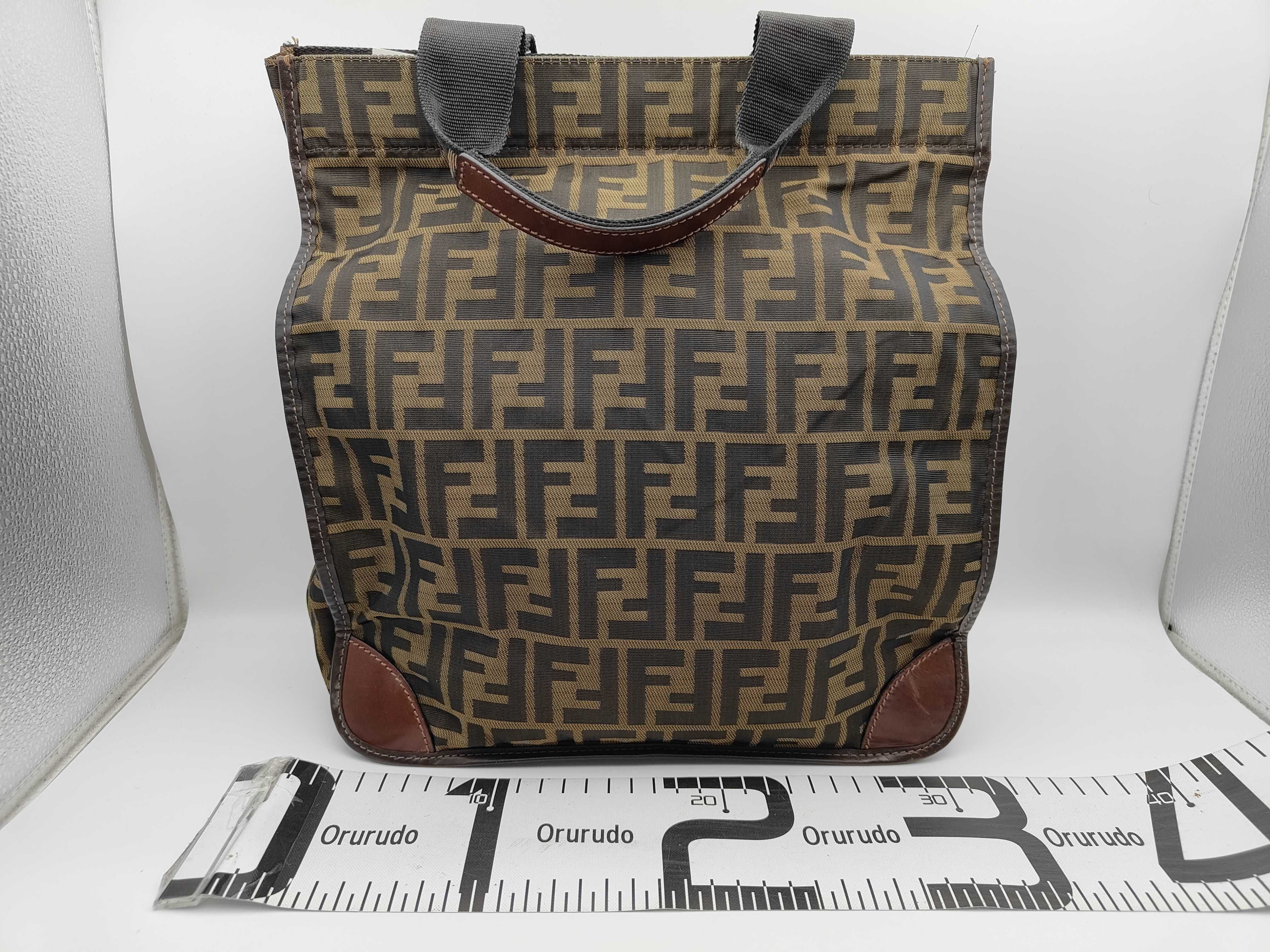 Zucca pattern 2119 canvas x leather handbag (with tears) — view 2