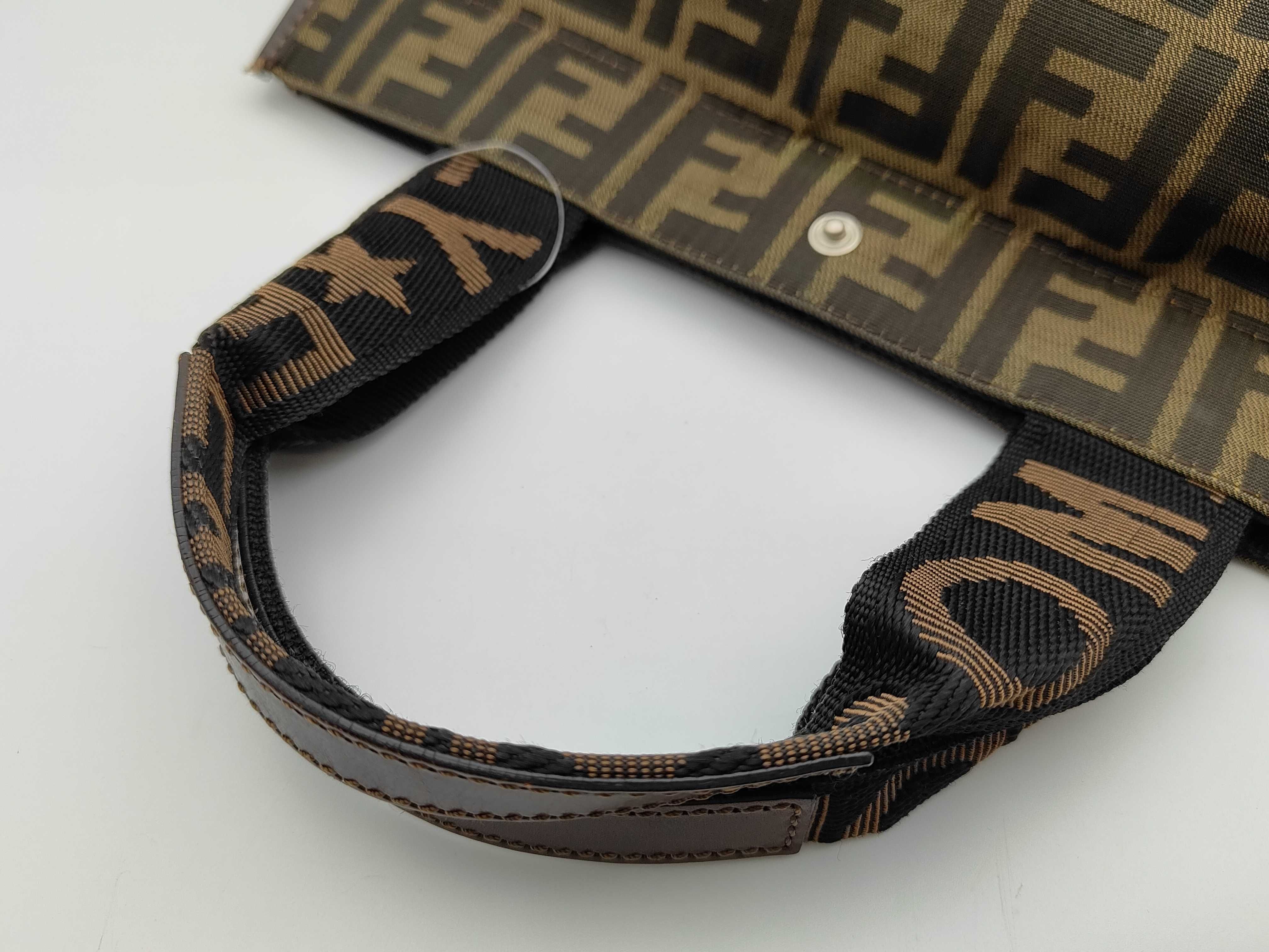 Zucca pattern 2119 canvas x leather handbag (with tears) — view 3