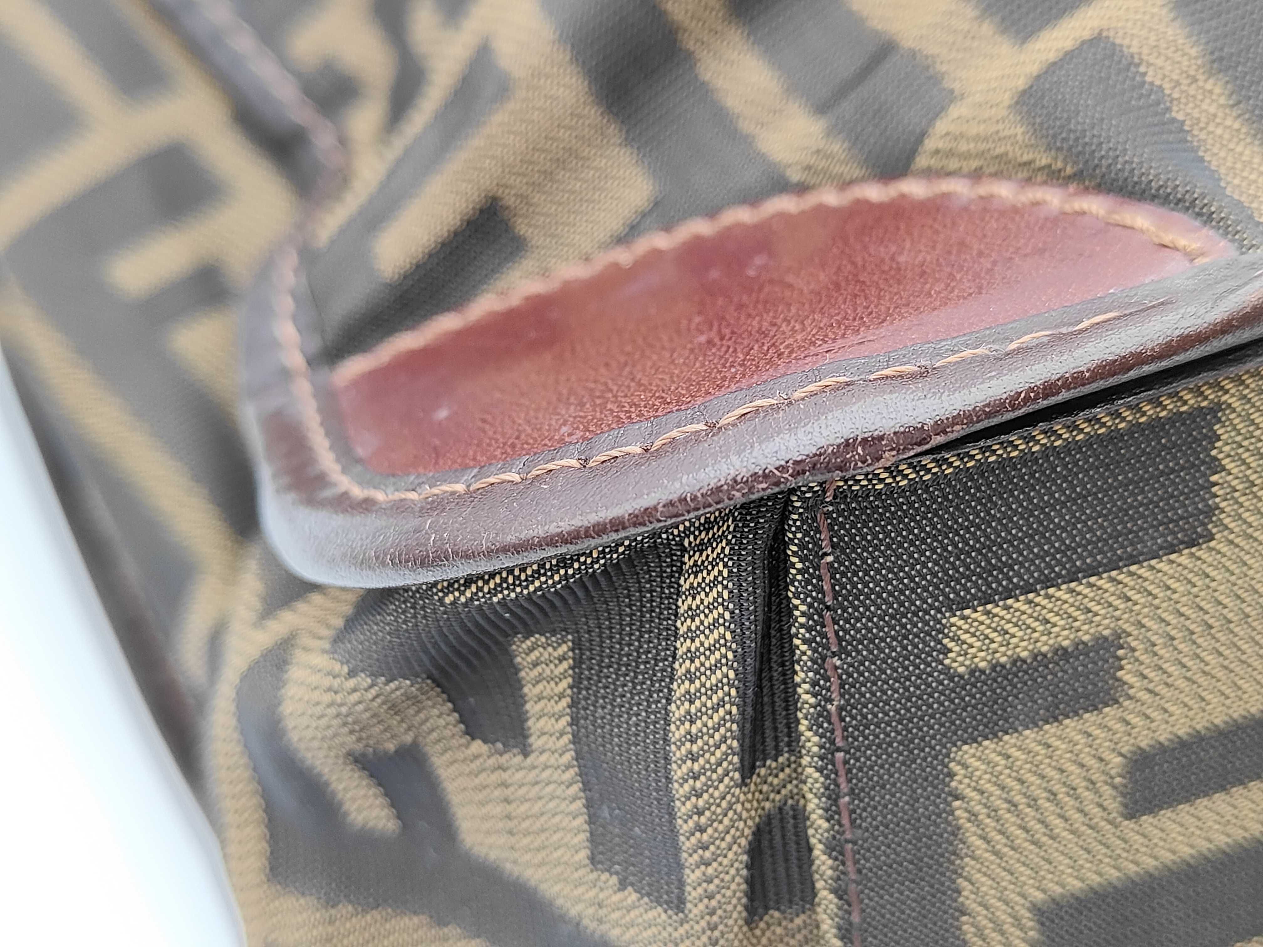 Zucca pattern 2119 canvas x leather handbag (with tears) — view 6