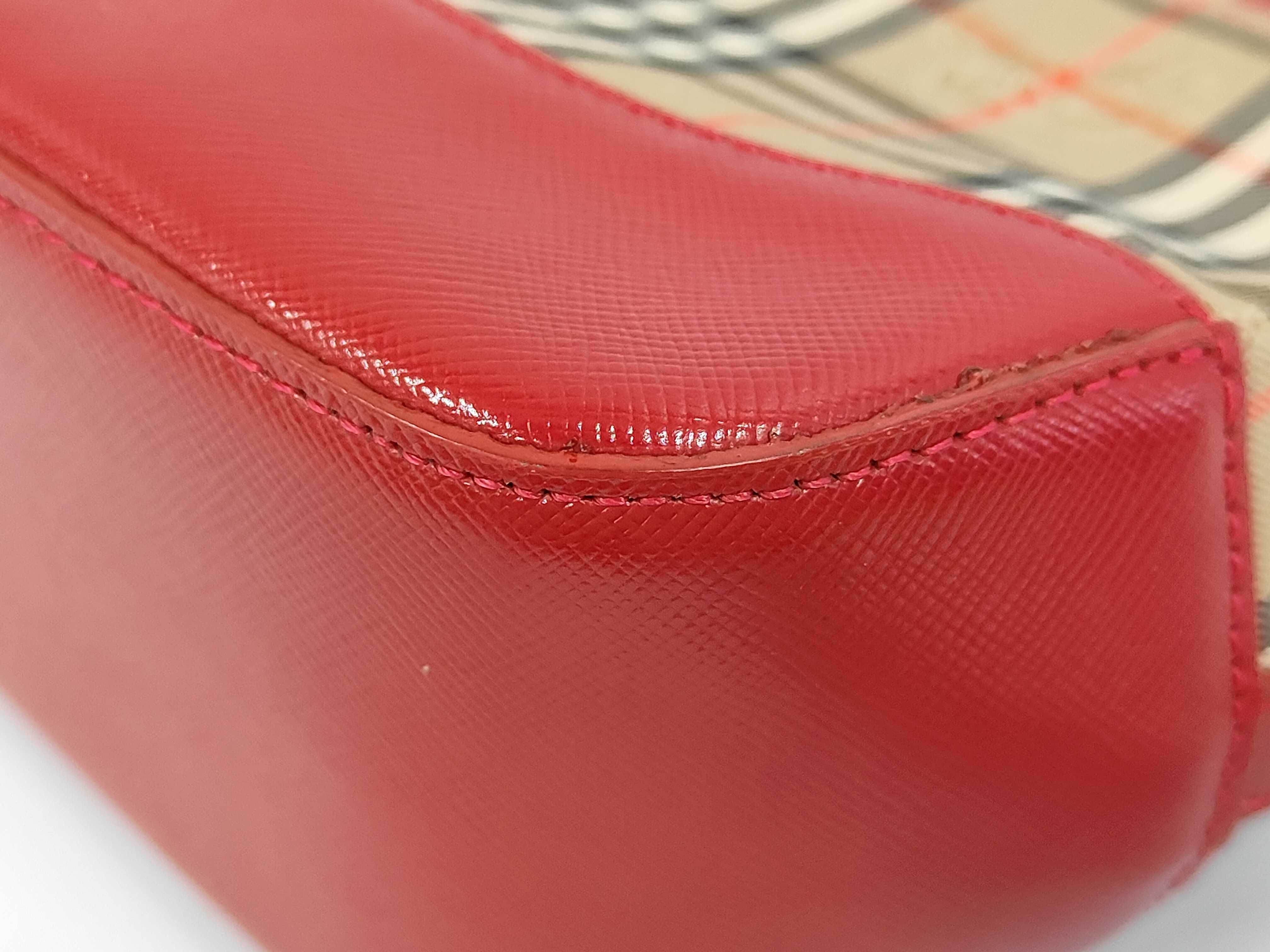 Nova Check Canvas Leather Handbag (Red) — view 4