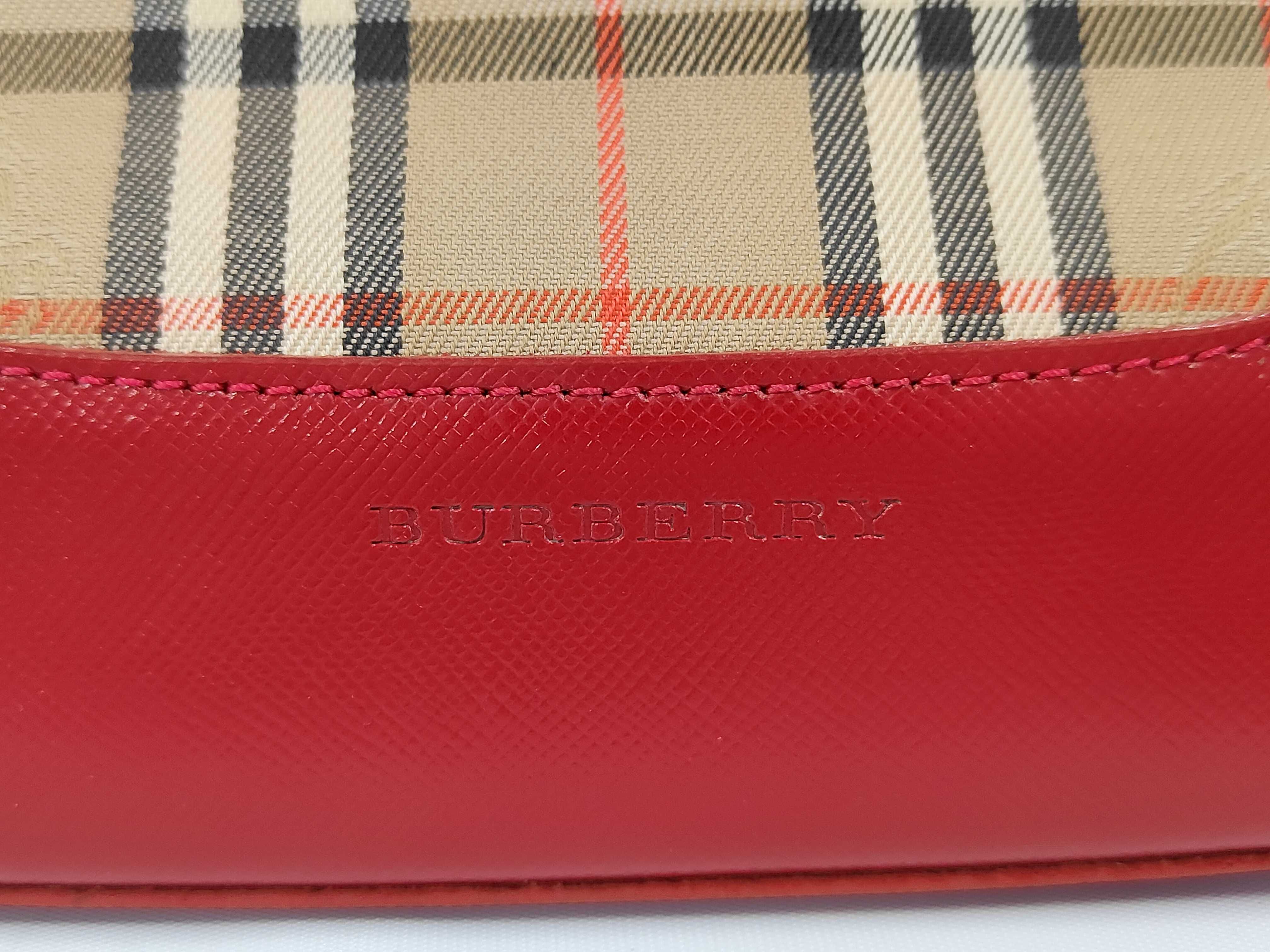 Nova Check Canvas Leather Handbag (Red) — view 9