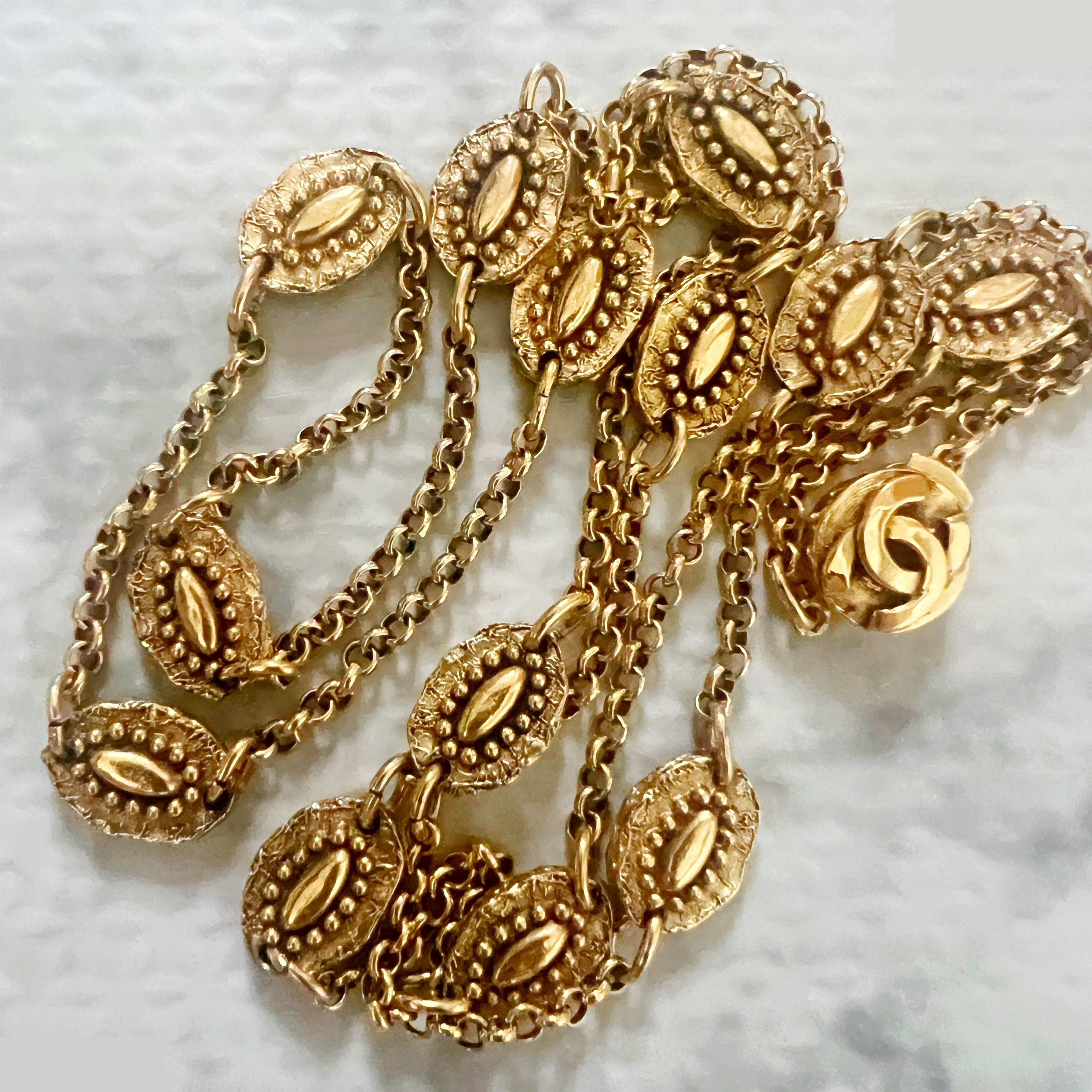 13-strand oval clasp long necklace, chain approximately 86cm long. — view 2