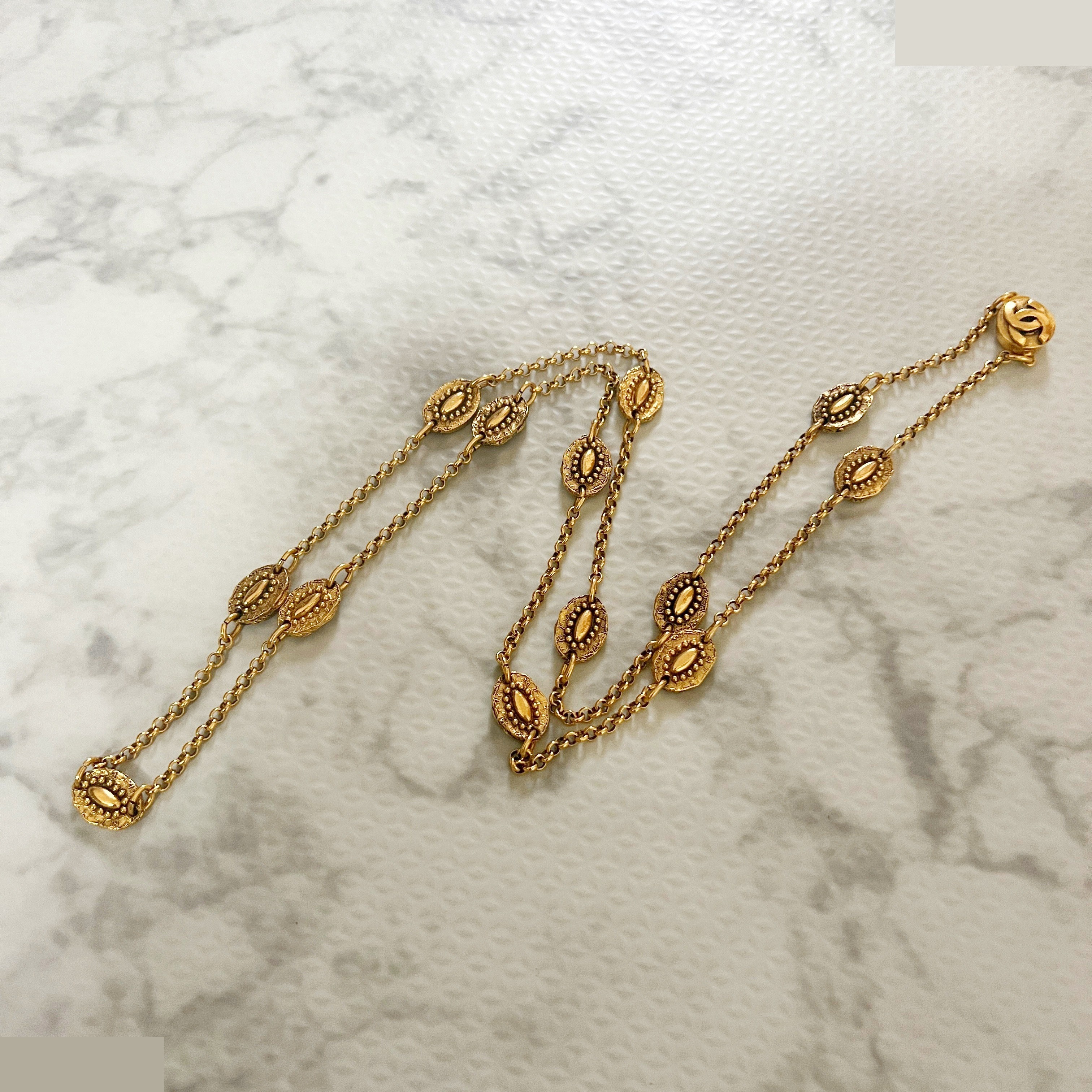 13-strand oval clasp long necklace, chain approximately 86cm long. — view 3