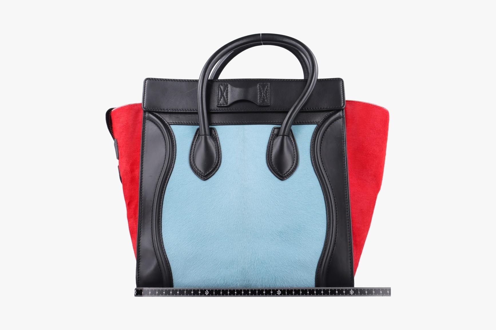 Luggage Mini Shopper, Leather x Calf Hair, Blue — view 2
