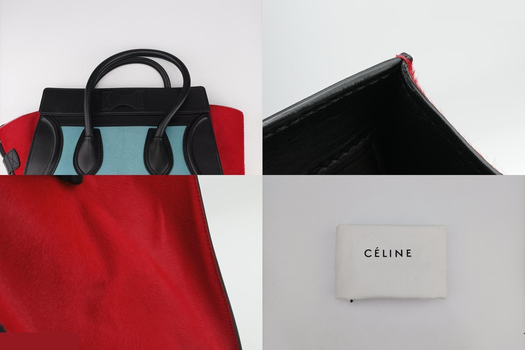 Luggage Mini Shopper, Leather x Calf Hair, Blue — view 11