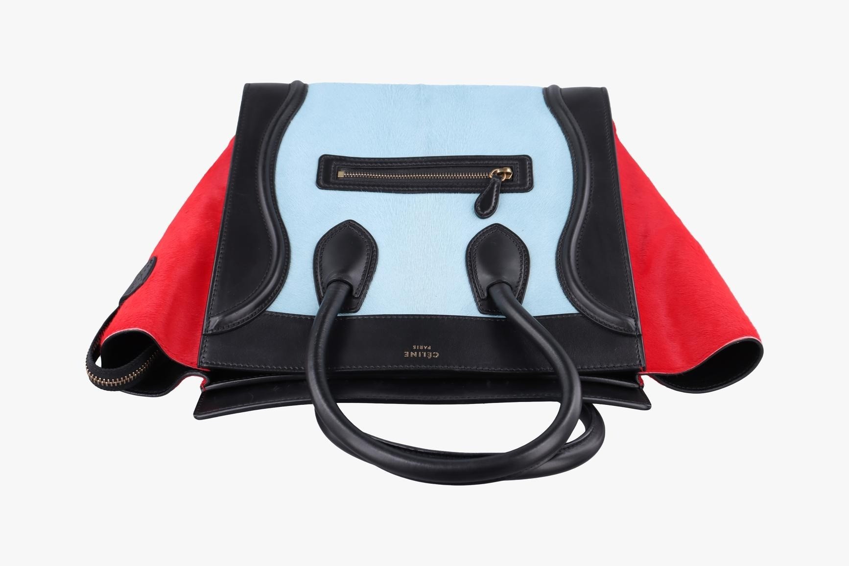 Luggage Mini Shopper, Leather x Calf Hair, Blue — view 5