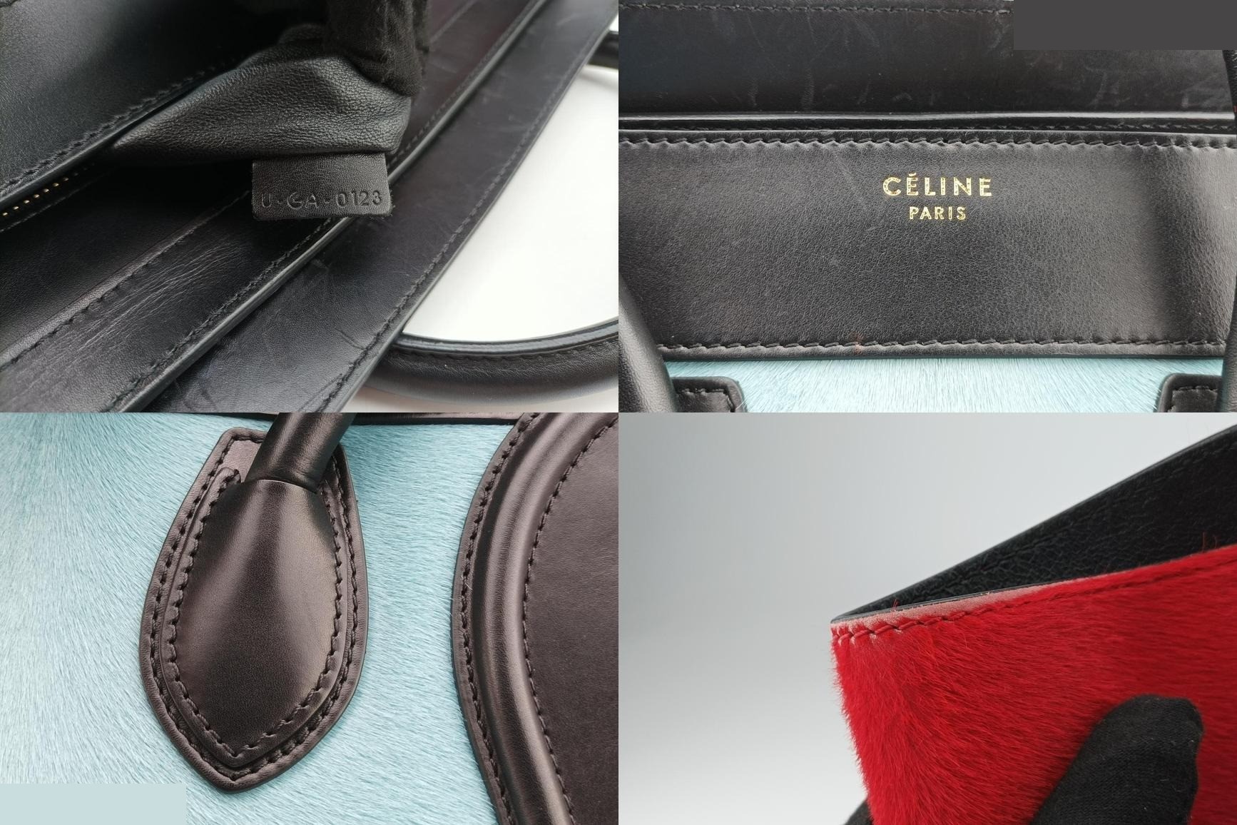 Luggage Mini Shopper, Leather x Calf Hair, Blue — view 8
