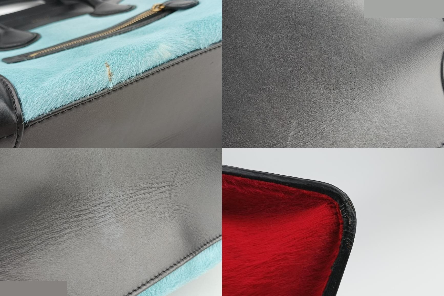 Luggage Mini Shopper, Leather x Calf Hair, Blue — view 9