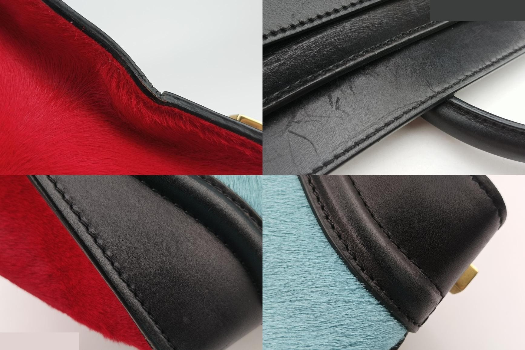 Luggage Mini Shopper, Leather x Calf Hair, Blue — view 10