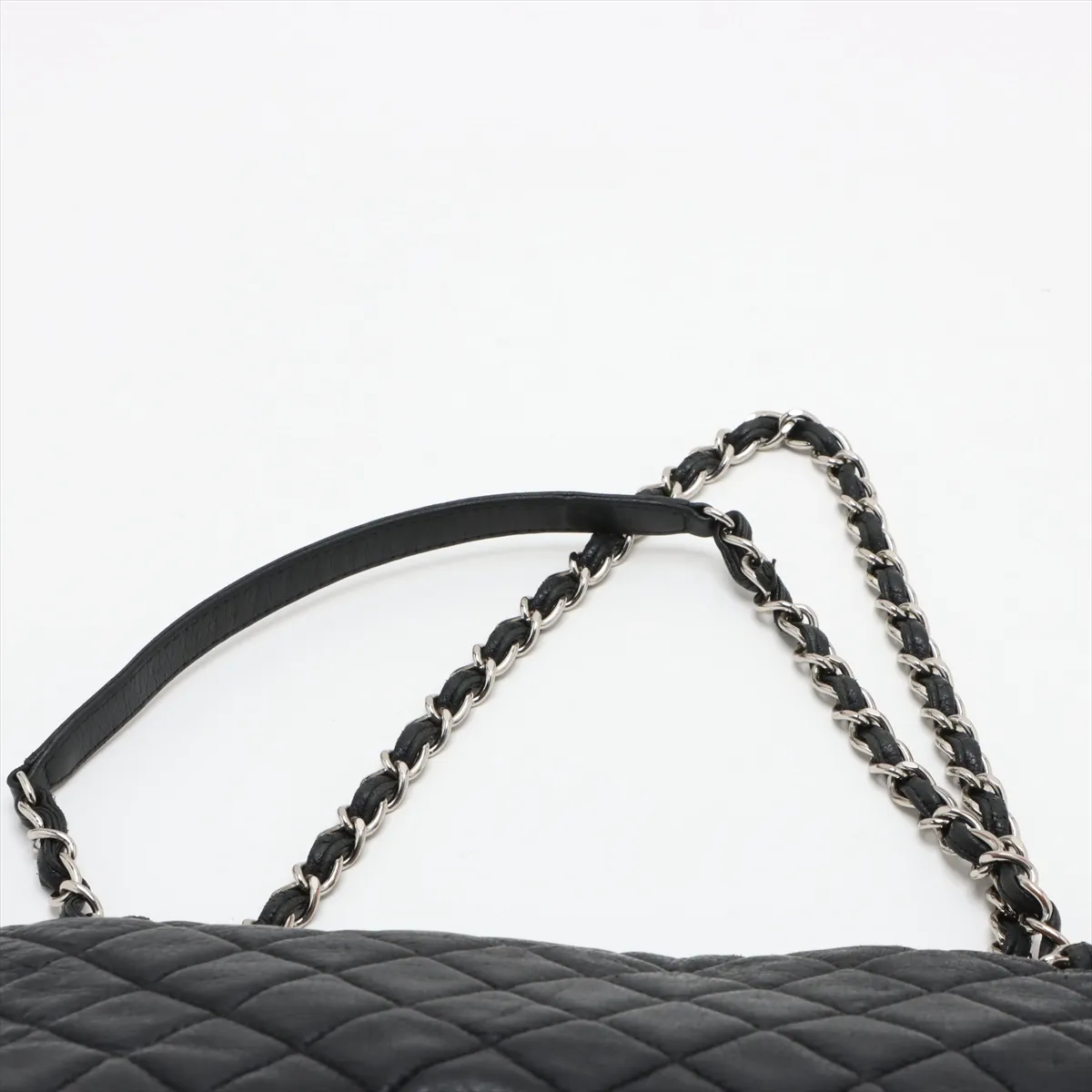 Matelasse Leather Single Flap Double Chain Bag Black 21297332 21s — view 6