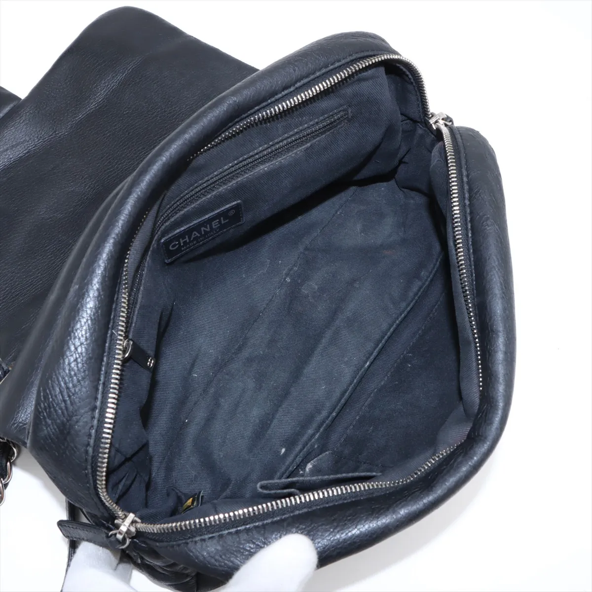Matelasse Leather Single Flap Double Chain Bag Black 21297332 21s — view 7