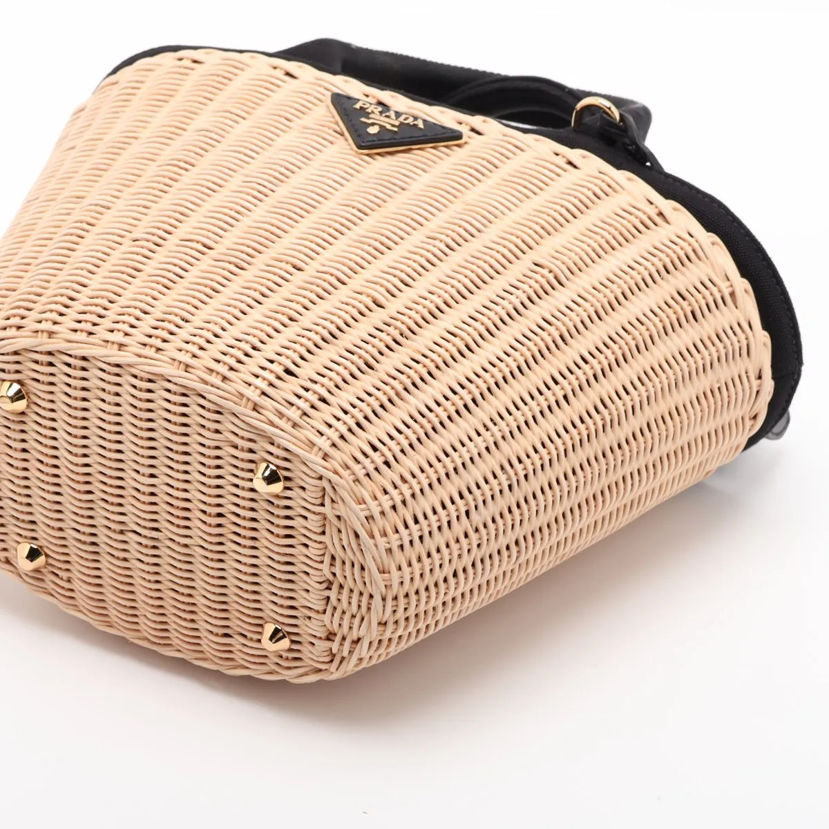 Canapa Rattan x Canvas 2-Way Handbag Beige x Black 1BG172 — view 3