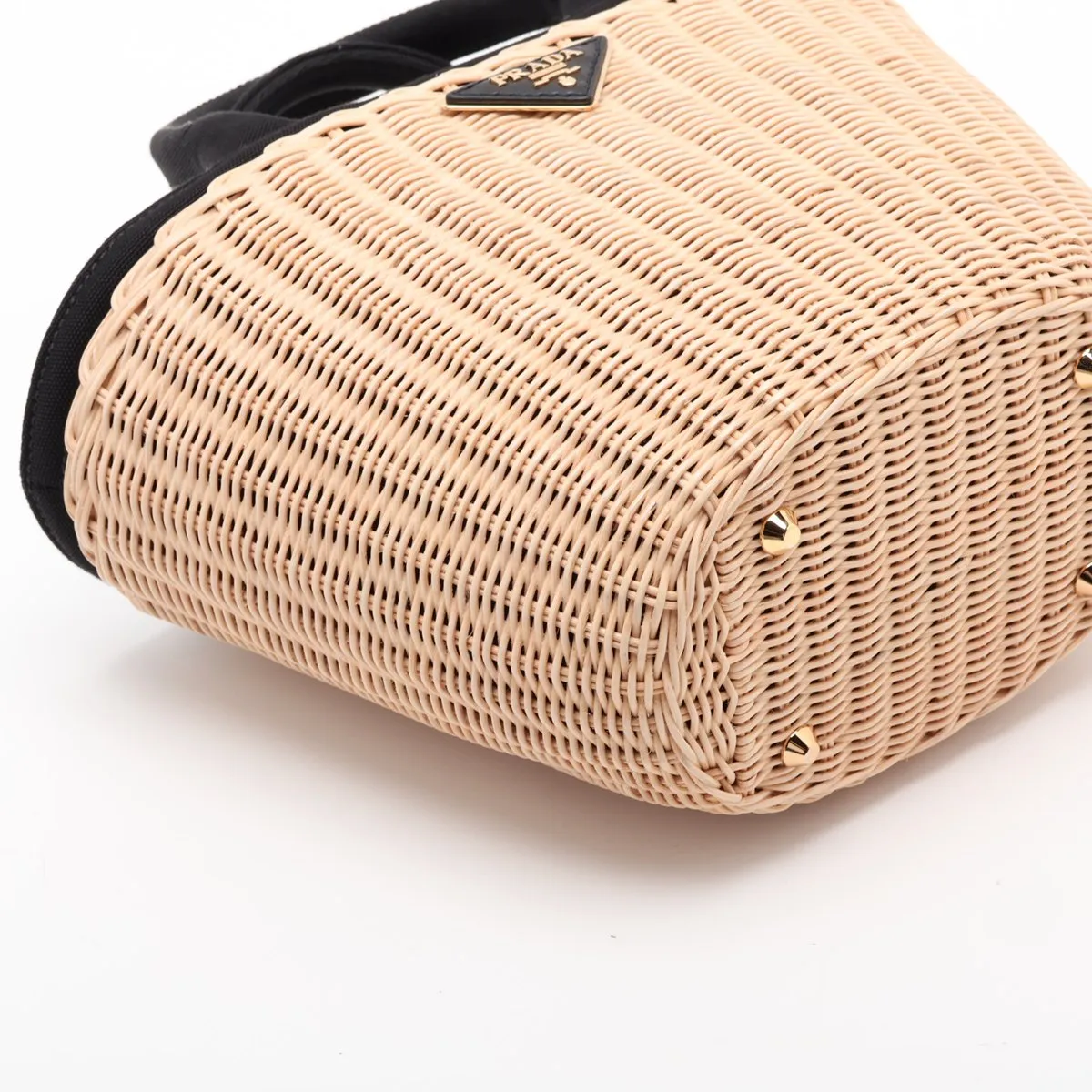 Canapa Rattan x Canvas 2-Way Handbag Beige x Black 1BG172 — view 4