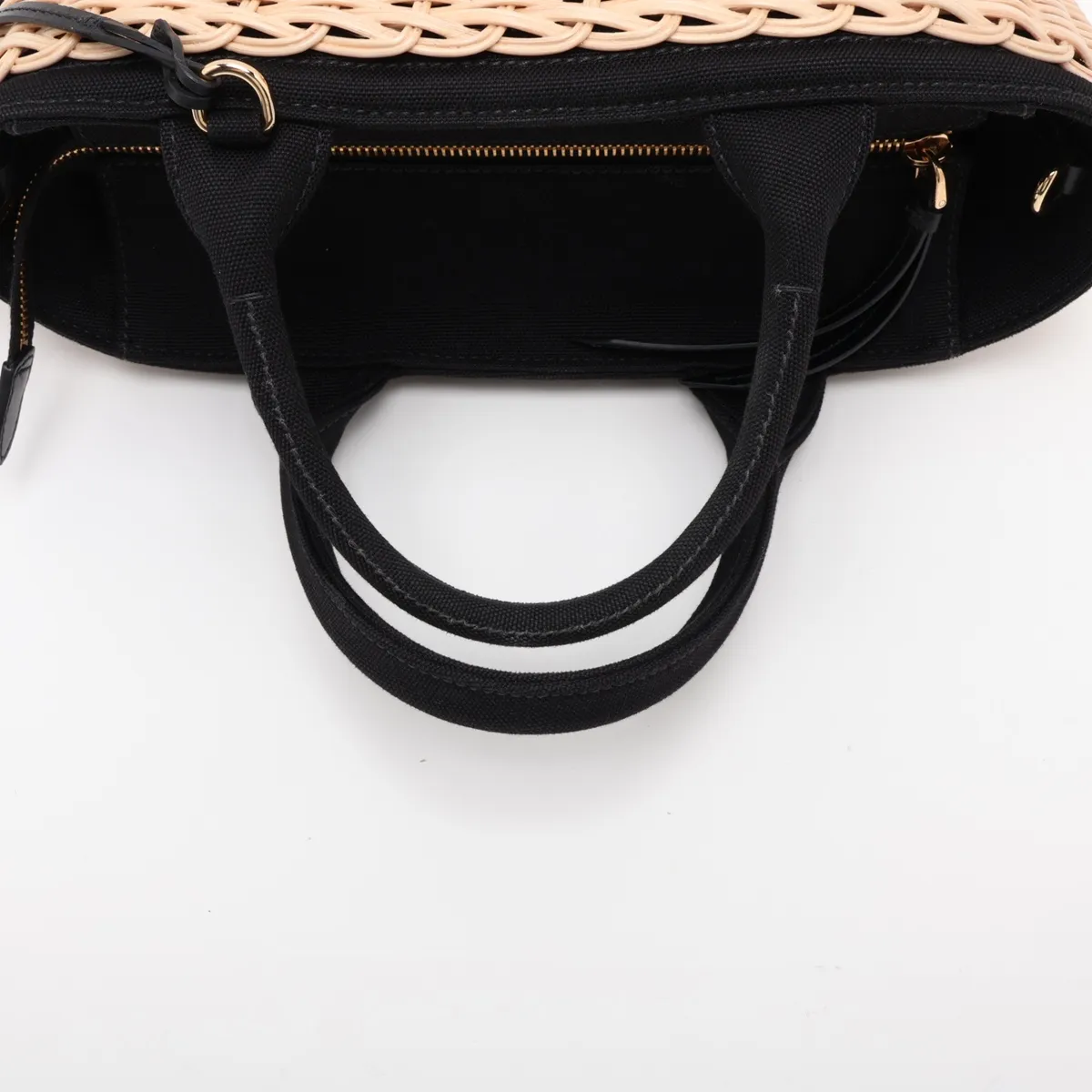 Canapa Rattan x Canvas 2-Way Handbag Beige x Black 1BG172 — view 5
