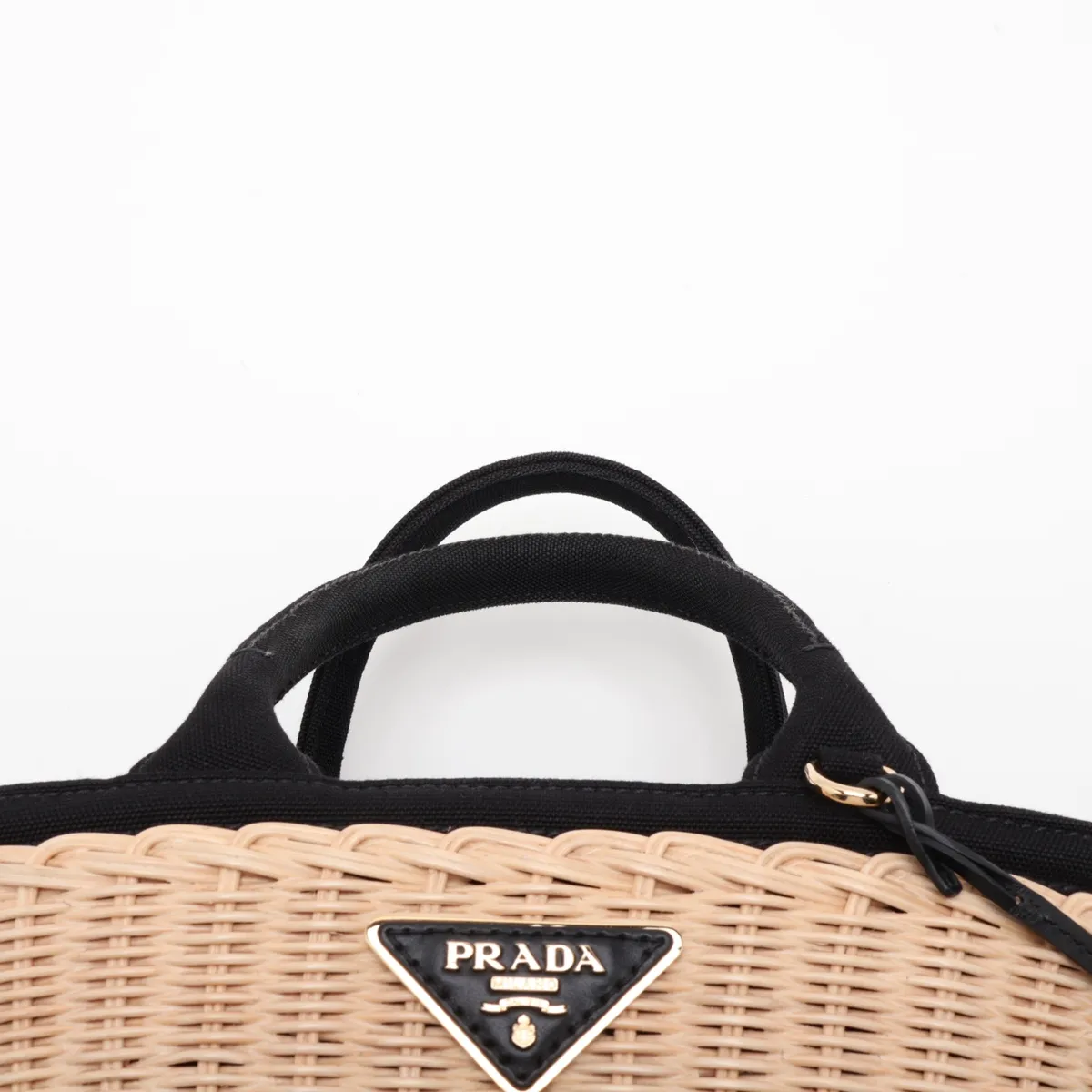 Canapa Rattan x Canvas 2-Way Handbag Beige x Black 1BG172 — view 6