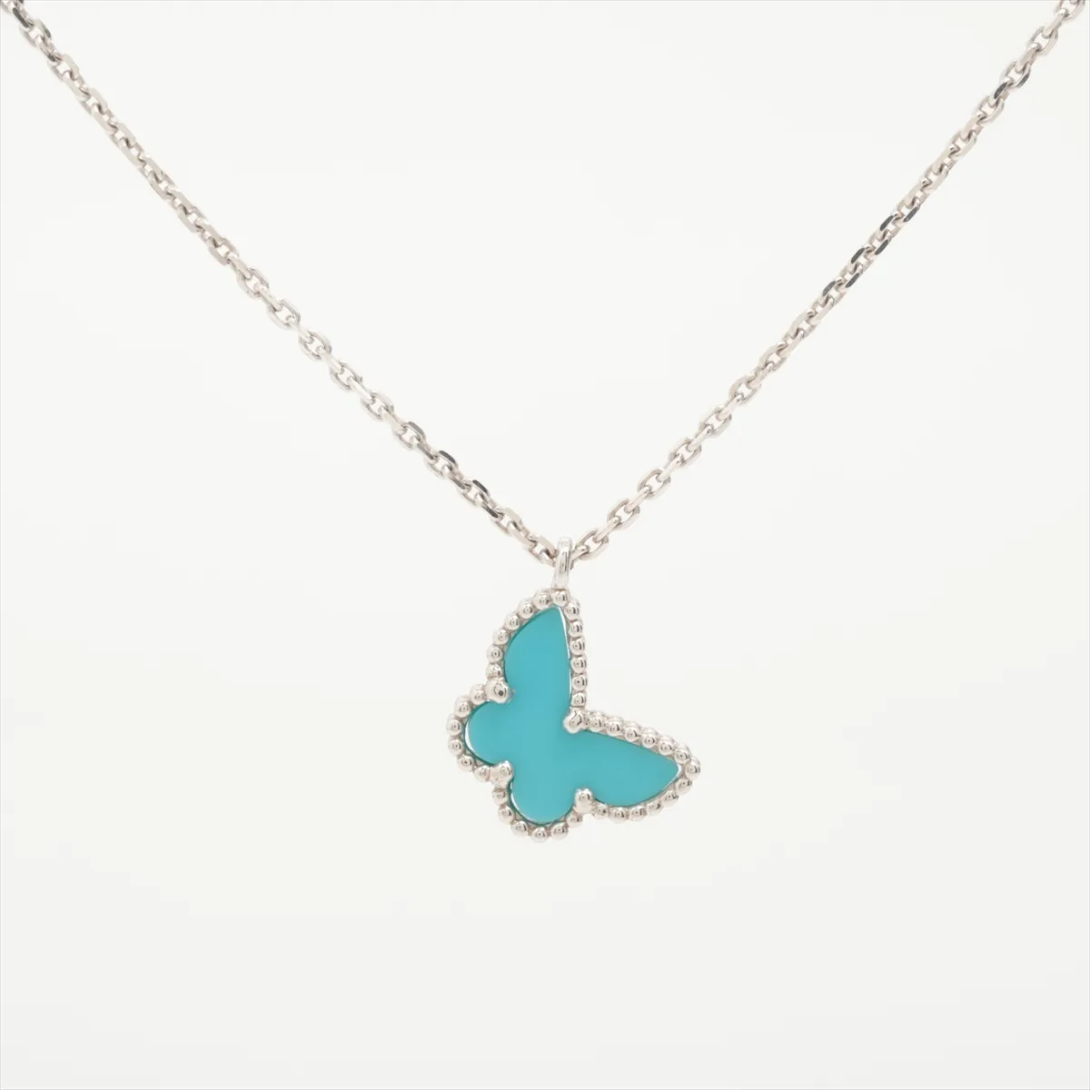 Sweet Alhambra Papillon Turquoise Necklace 750 (WG) 3.2g JE477515 (Stone has