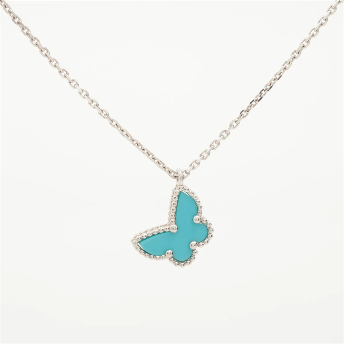 Sweet Alhambra Papillon Turquoise Necklace 750 (WG) 3.2g JE477515 (Stone has — view 2