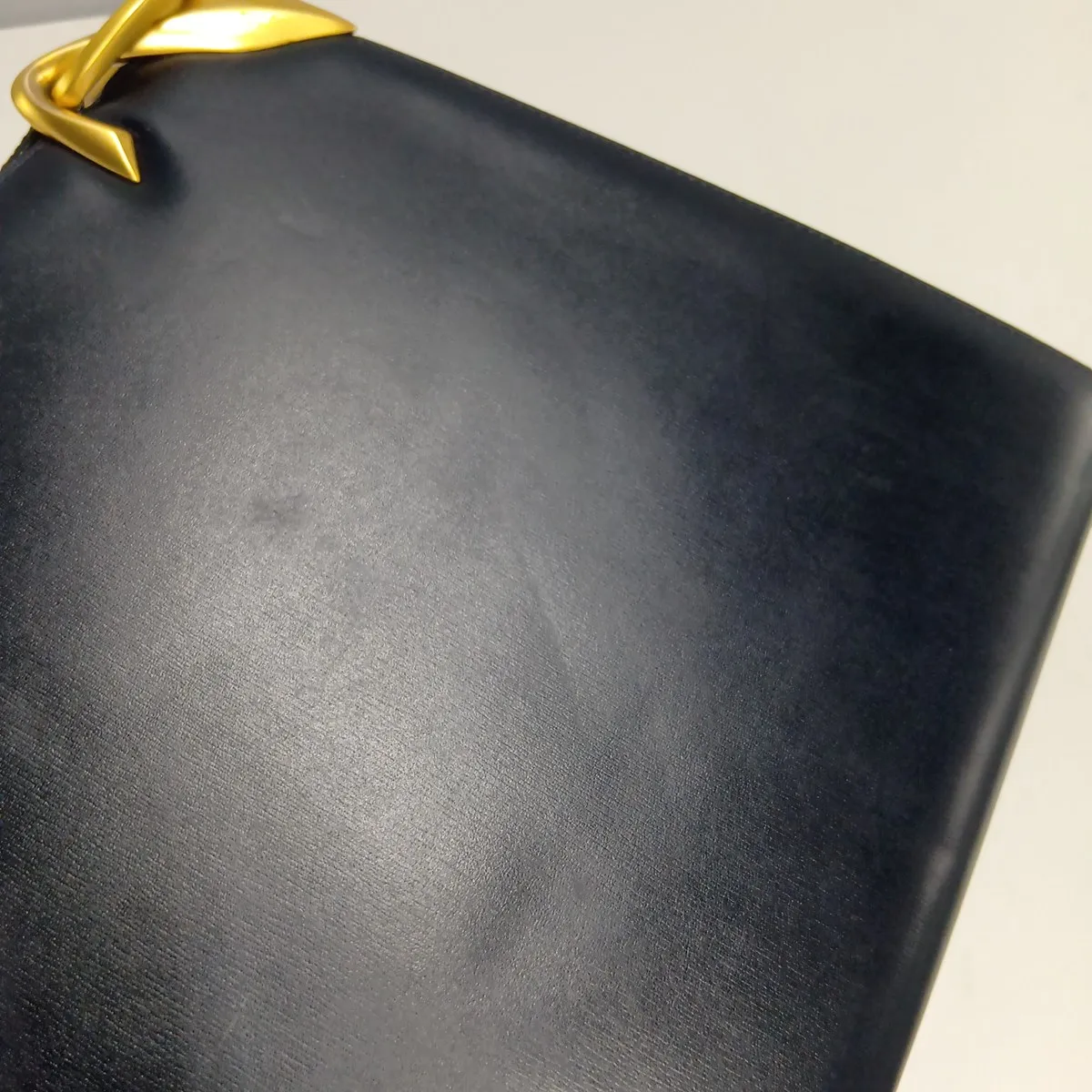 Vintage Leather Shoulder Bag, Navy — view 12