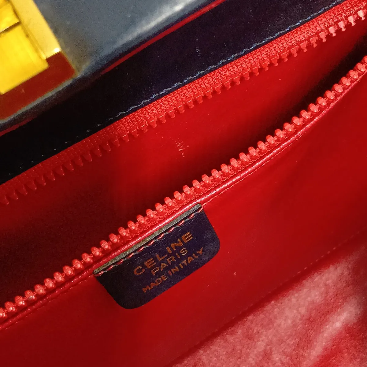 Vintage Leather Shoulder Bag, Navy — view 15