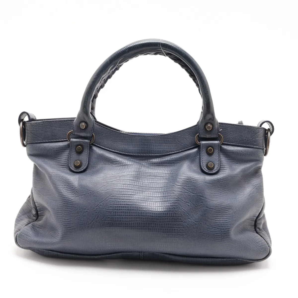 The First Leather 2-Way Handbag, Blue, 103208, with Mirror — view 2
