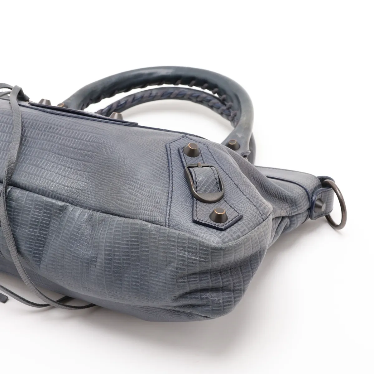 The First Leather 2-Way Handbag, Blue, 103208, with Mirror — view 3