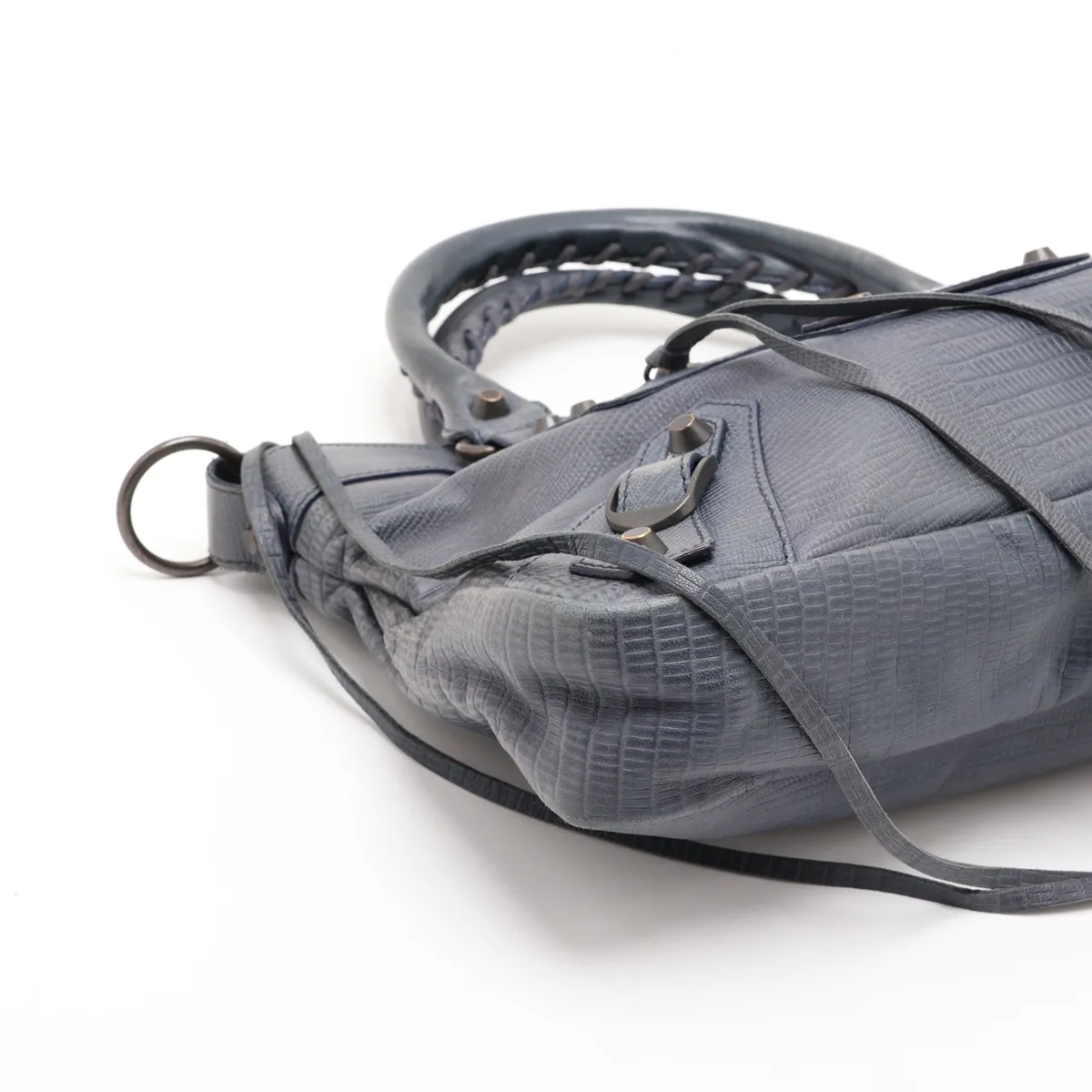 The First Leather 2-Way Handbag, Blue, 103208, with Mirror — view 4