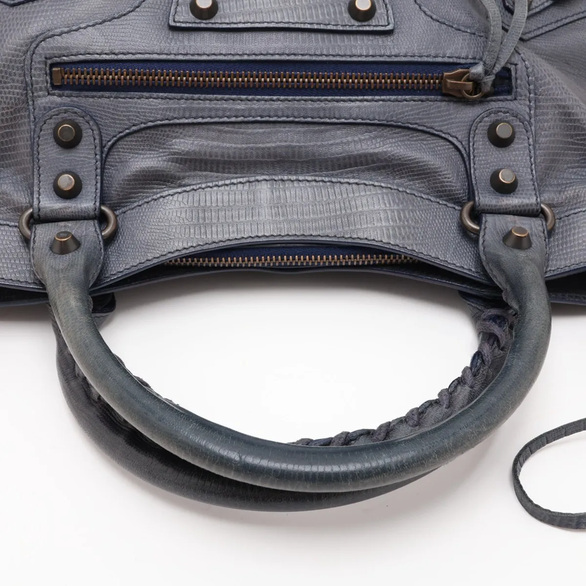 The First Leather 2-Way Handbag, Blue, 103208, with Mirror — view 5