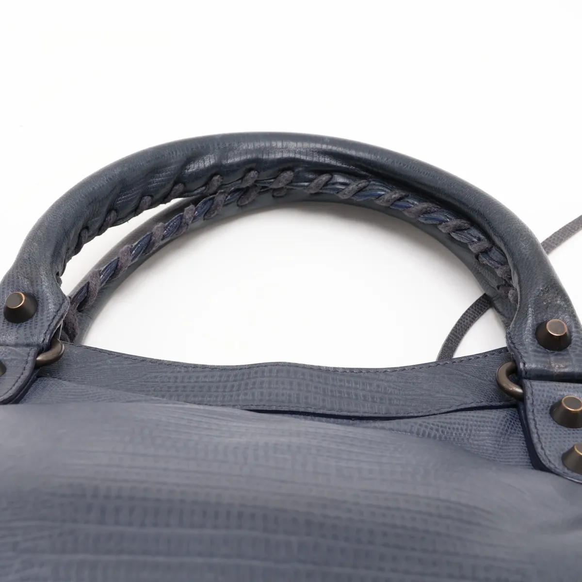 The First Leather 2-Way Handbag, Blue, 103208, with Mirror — view 6