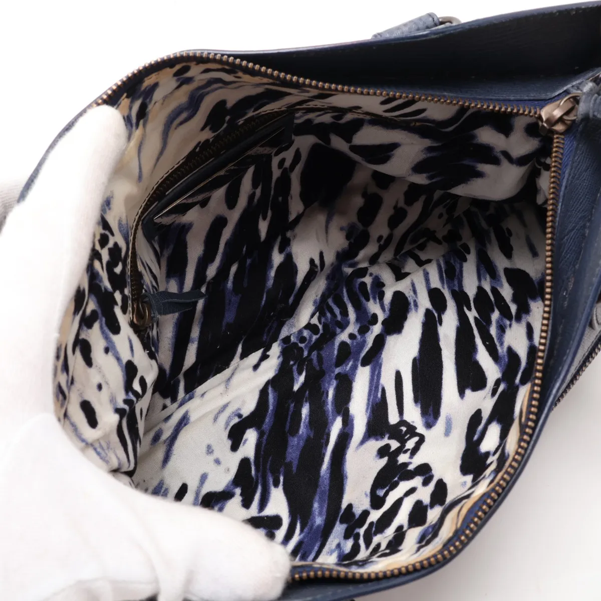 The First Leather 2-Way Handbag, Blue, 103208, with Mirror — view 8