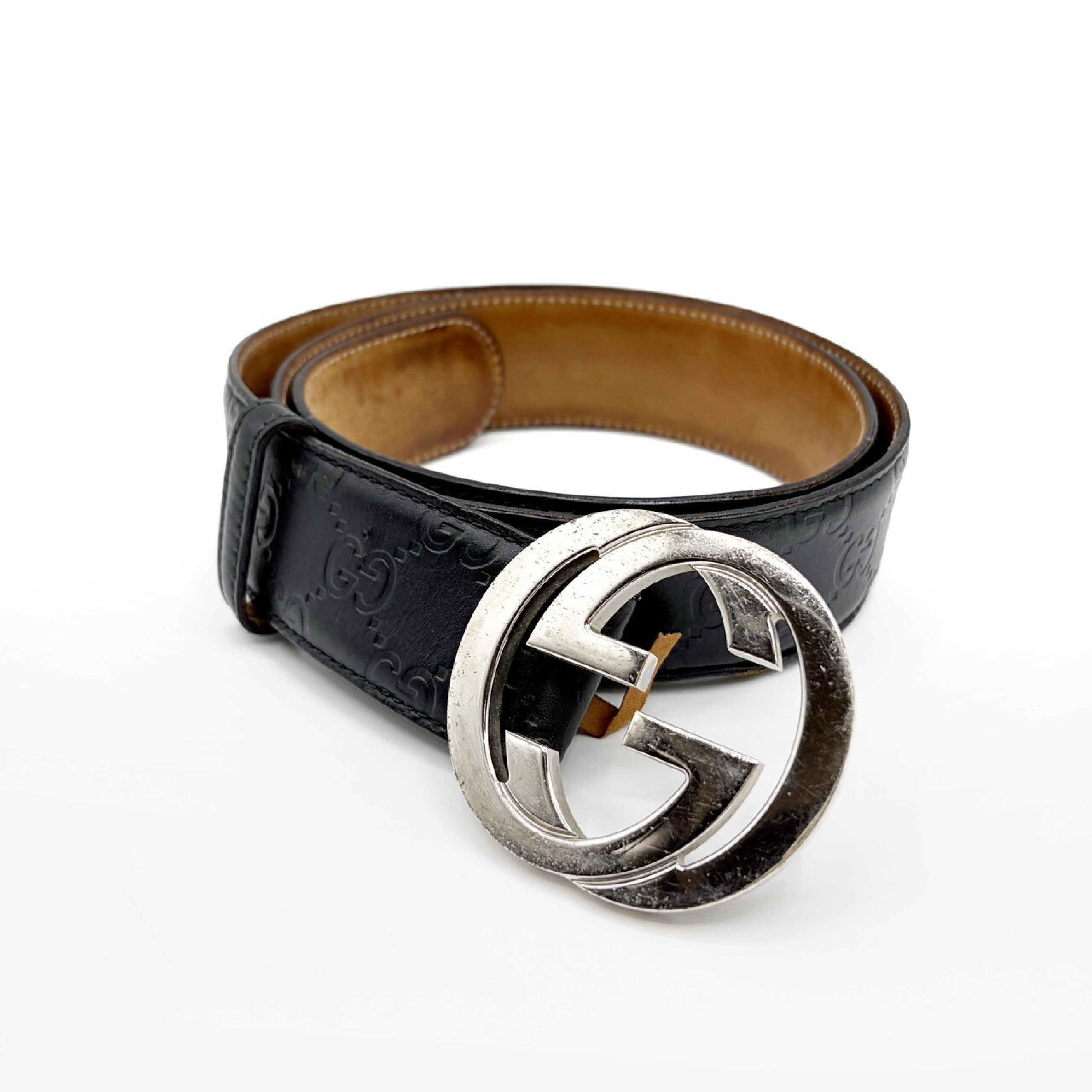 Shima Leather Interlocking G Black Belt