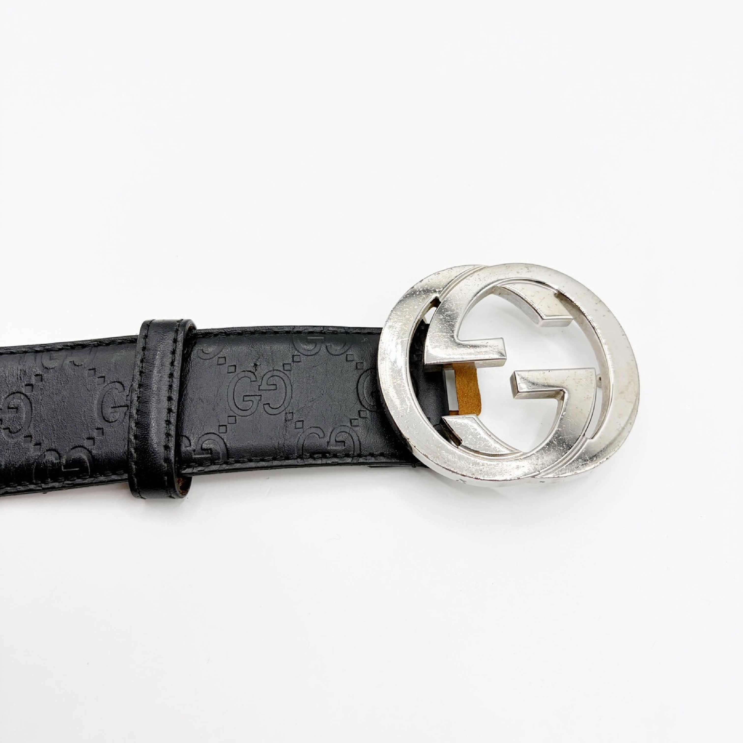 Shima Leather Interlocking G Black Belt — view 7