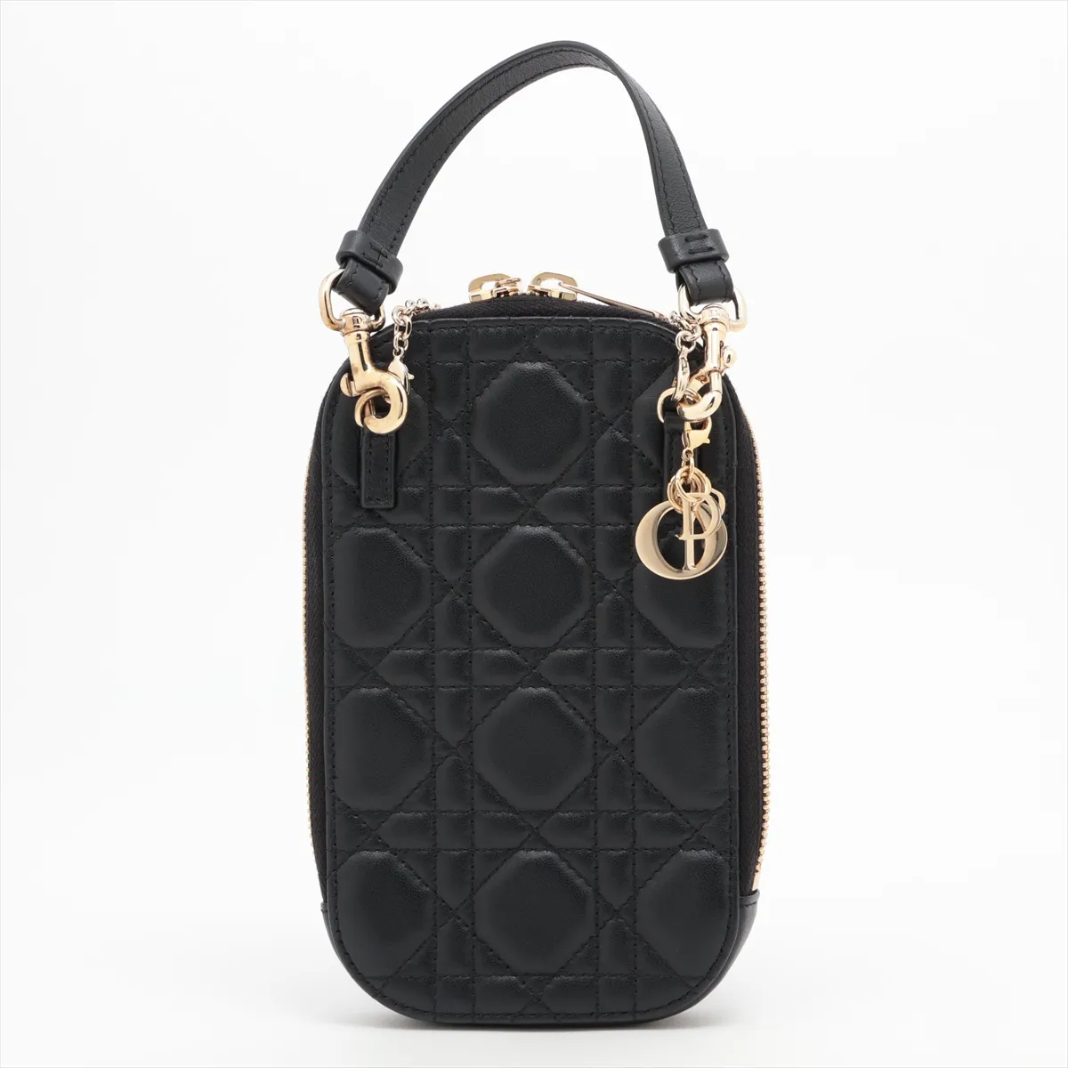 Lady Dior Cannage Leather Phone Holder Black — view 2