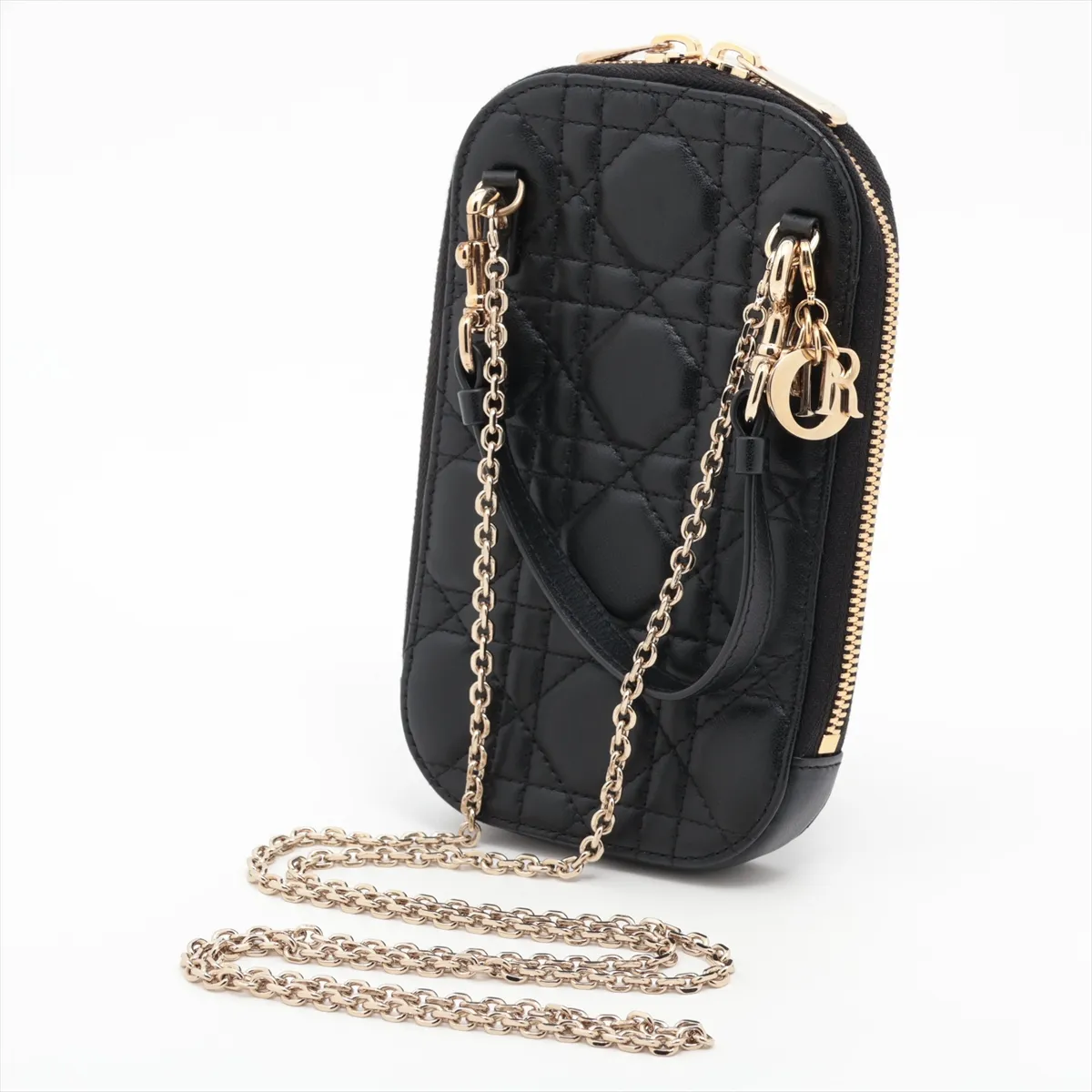 Lady Dior Cannage Leather Phone Holder Black — view 5