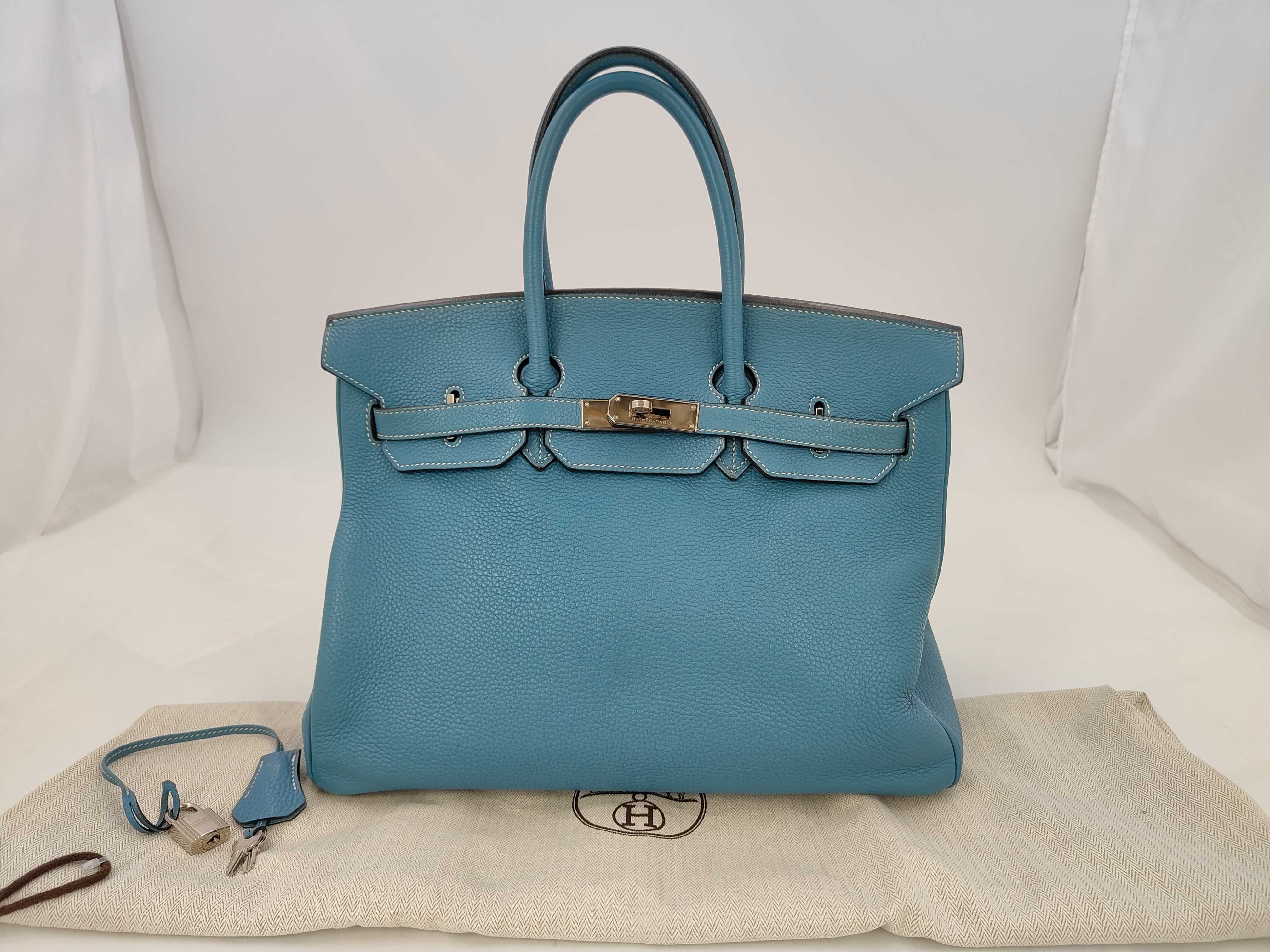 Birkin 35 Blue Jean Silver Hardware I Handbag