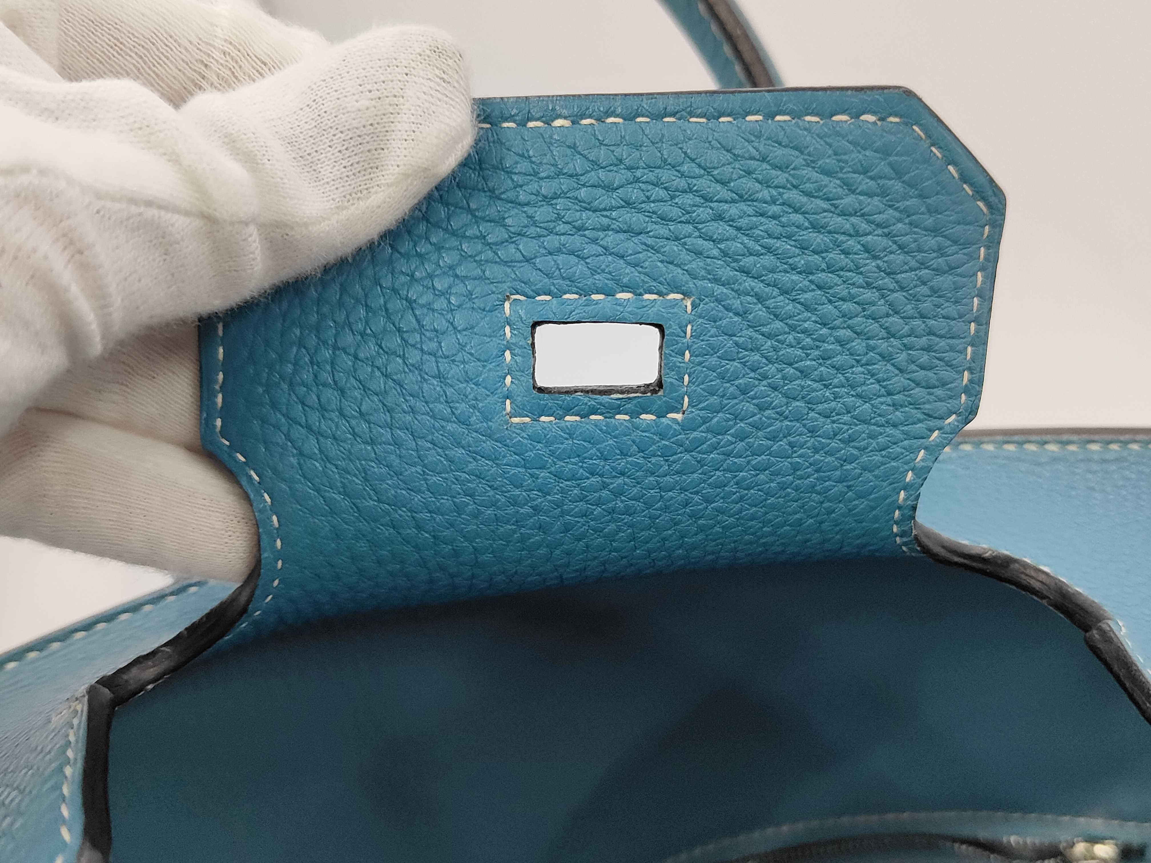 Birkin 35 Blue Jean Silver Hardware I Handbag — view 11
