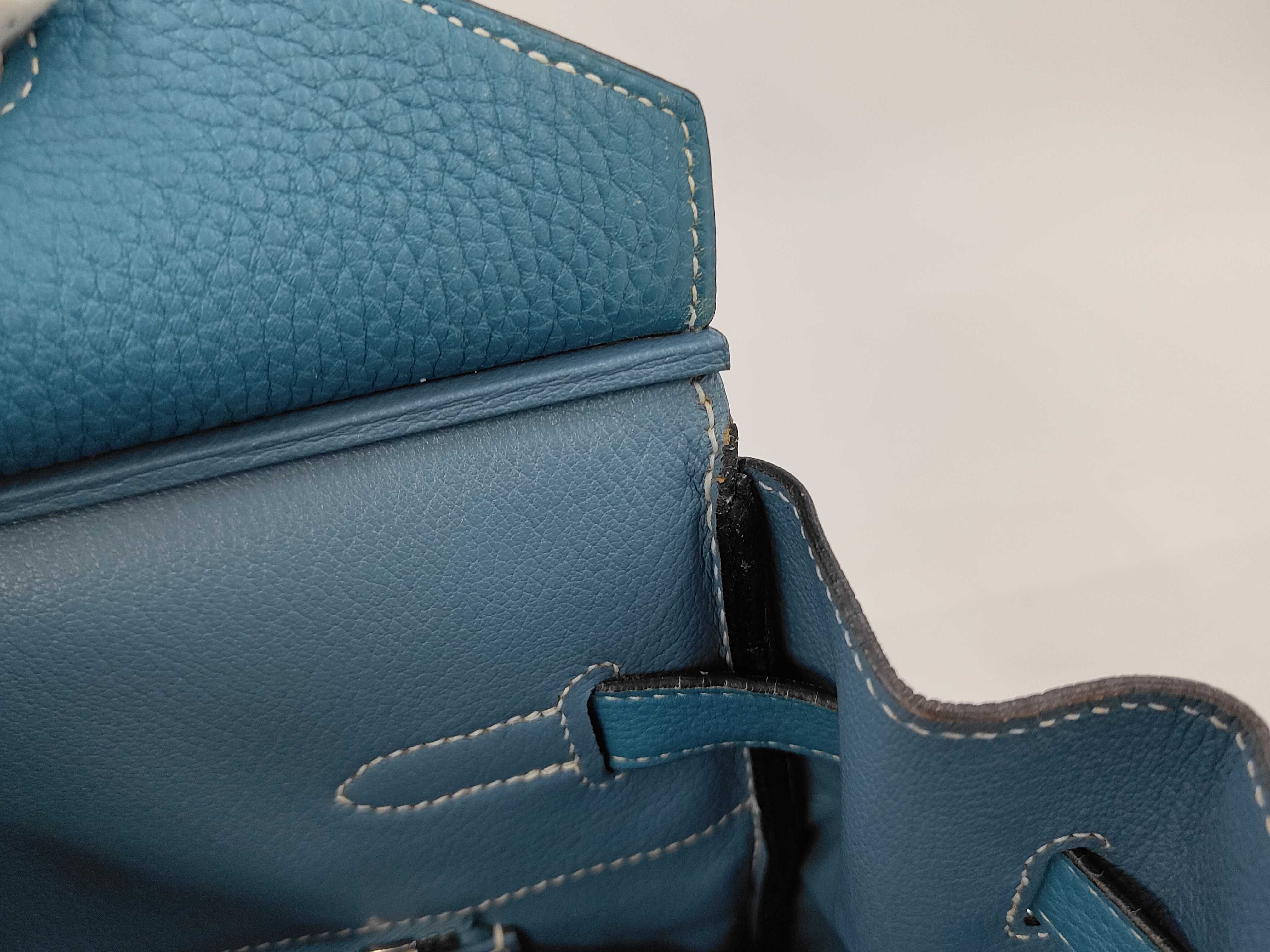 Birkin 35 Blue Jean Silver Hardware I Handbag — view 12