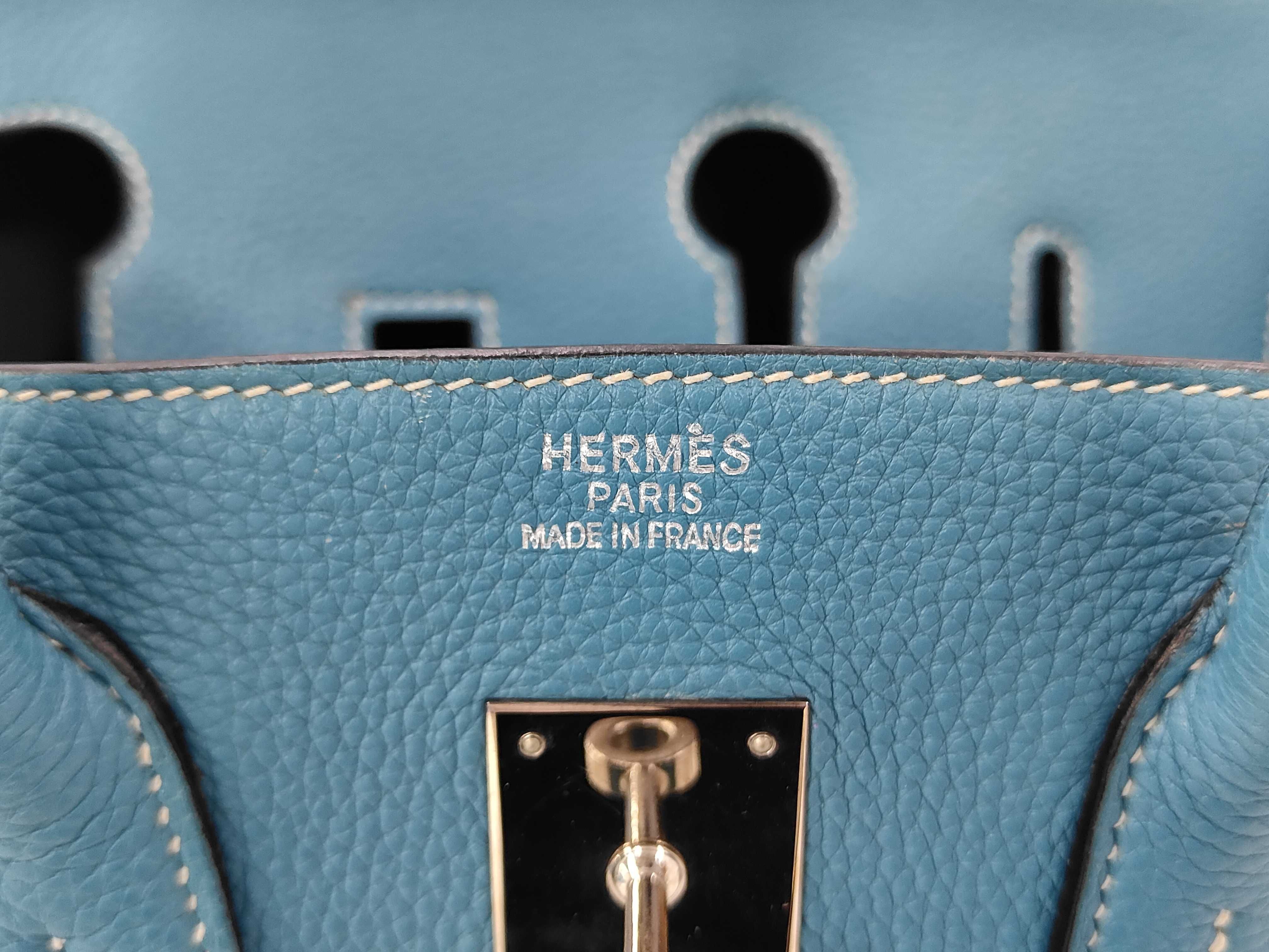 Birkin 35 Blue Jean Silver Hardware I Handbag — view 13