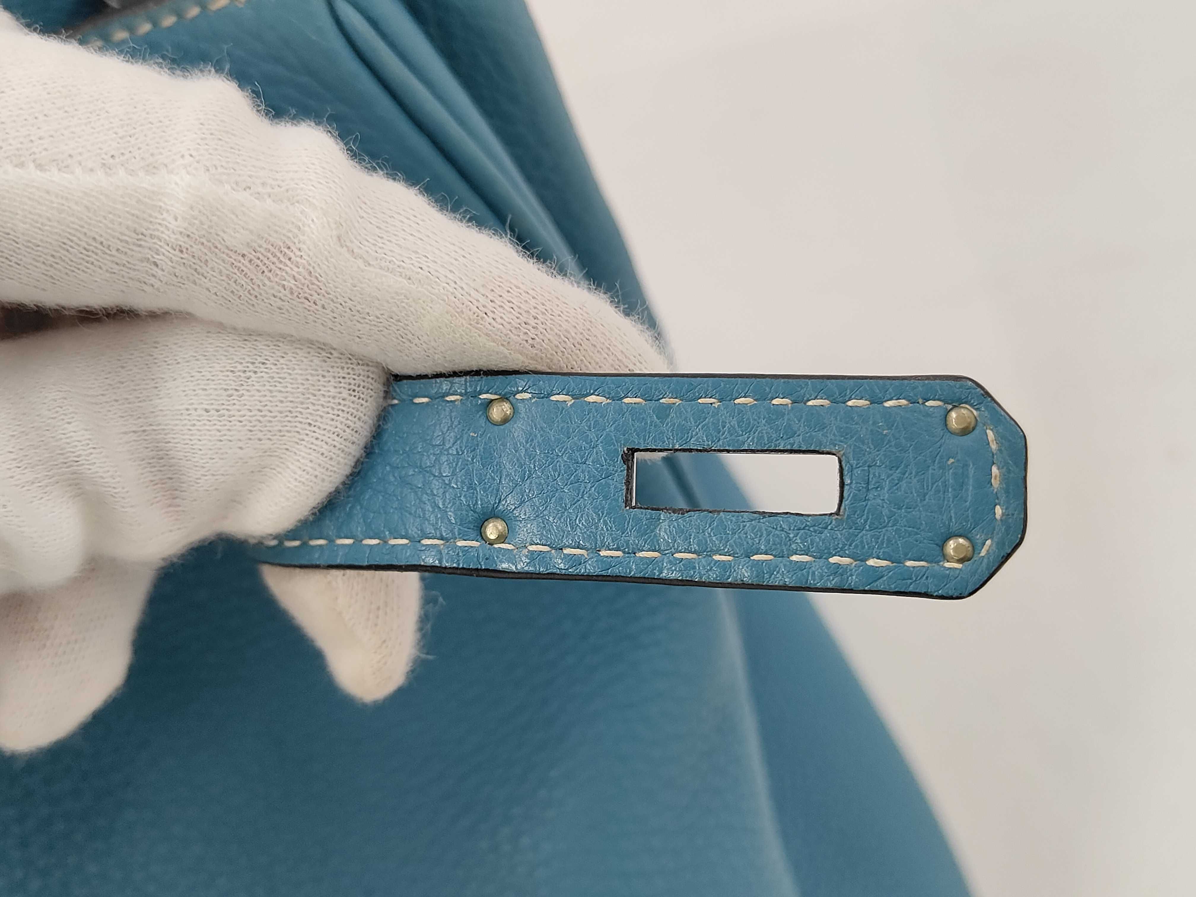 Birkin 35 Blue Jean Silver Hardware I Handbag — view 14