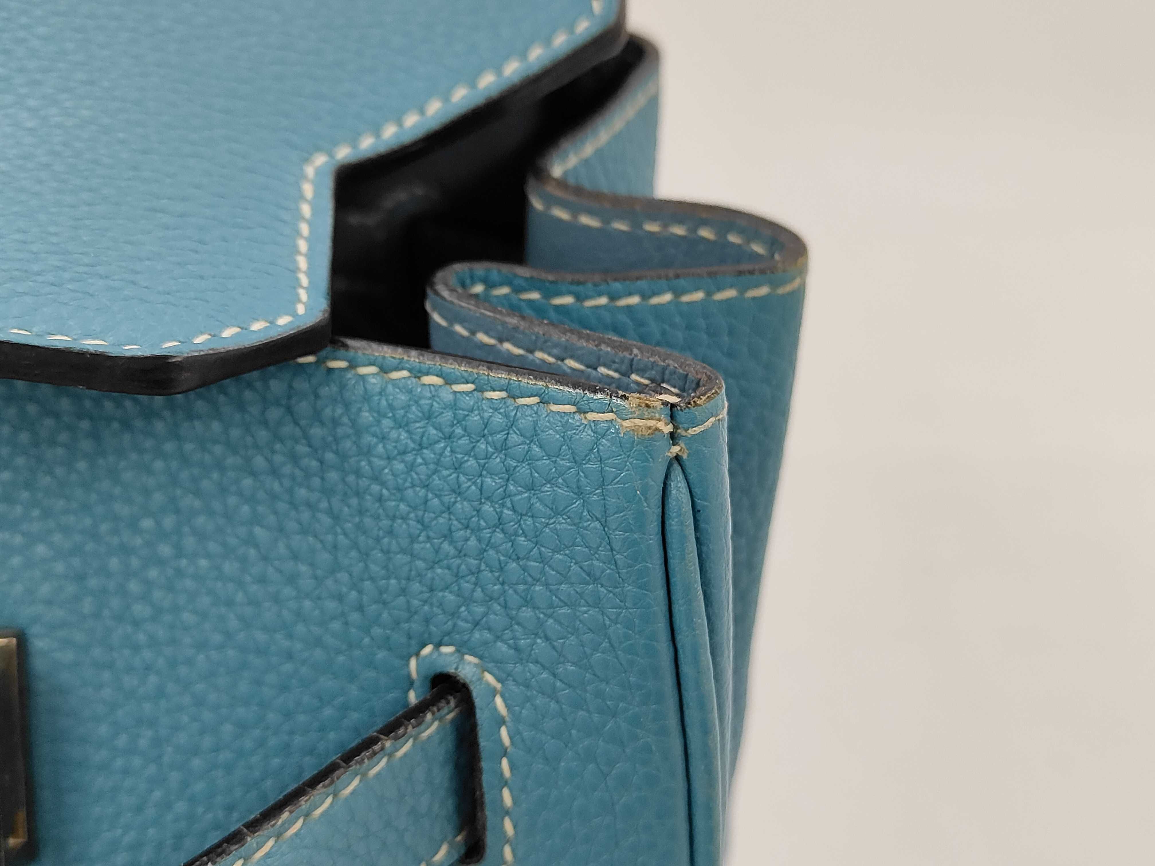 Birkin 35 Blue Jean Silver Hardware I Handbag — view 15