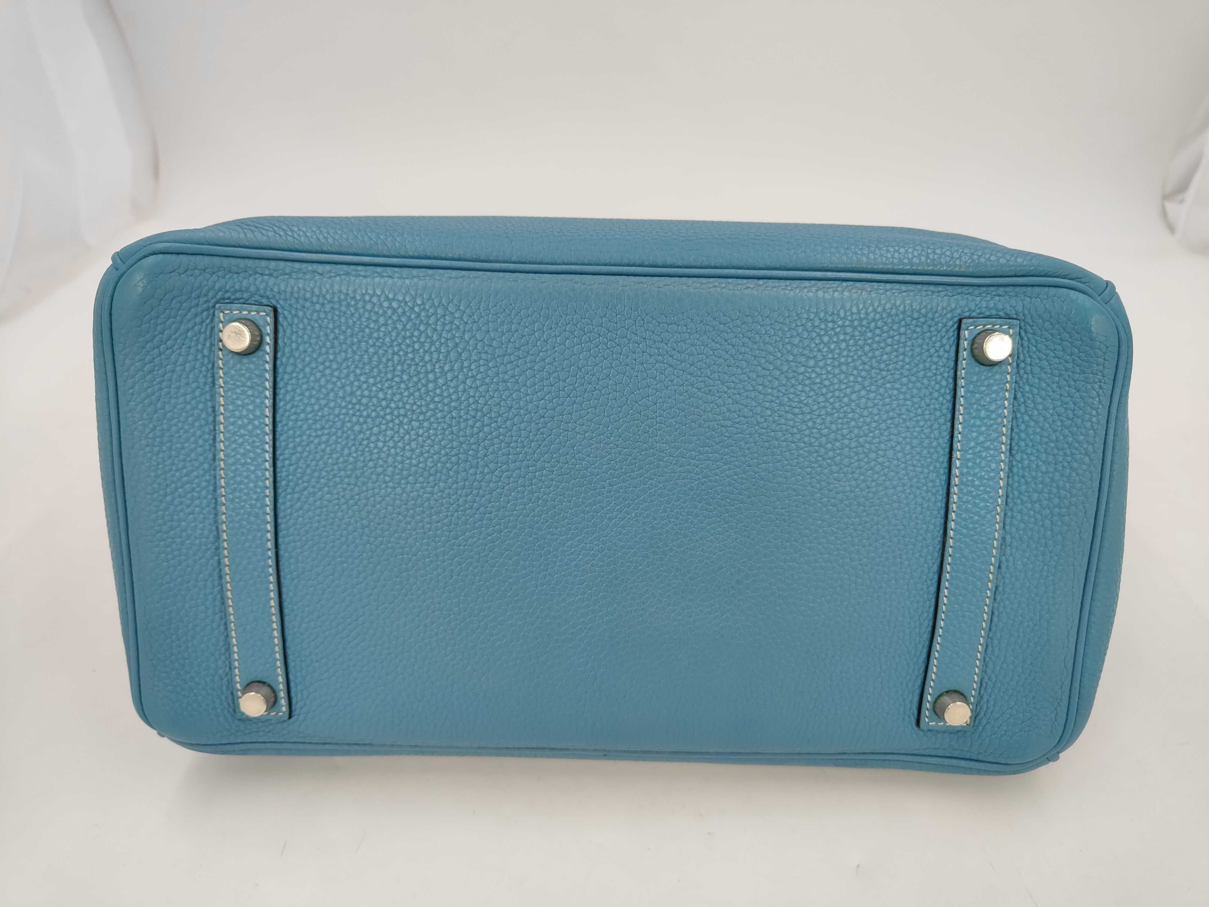 Birkin 35 Blue Jean Silver Hardware I Handbag — view 6