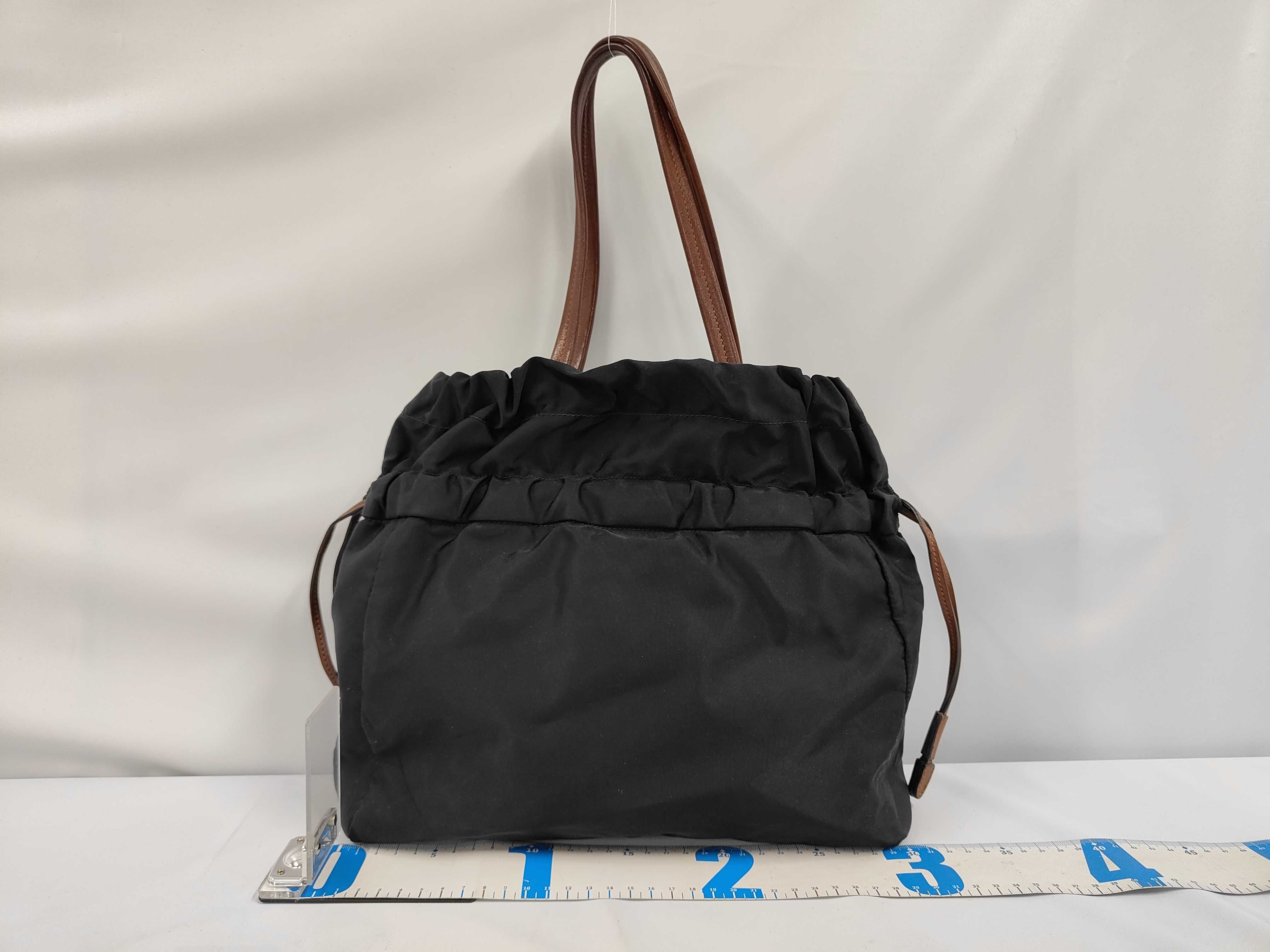 BN1758 Nylon Drawstring Tote Bag, Black — view 2