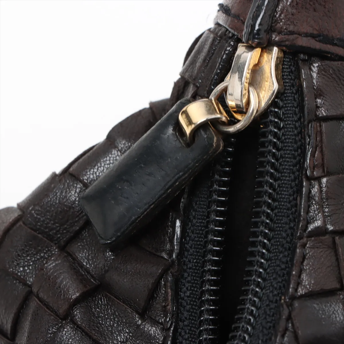 Intrecciato Leather Shoulder Bag Brown — view 12