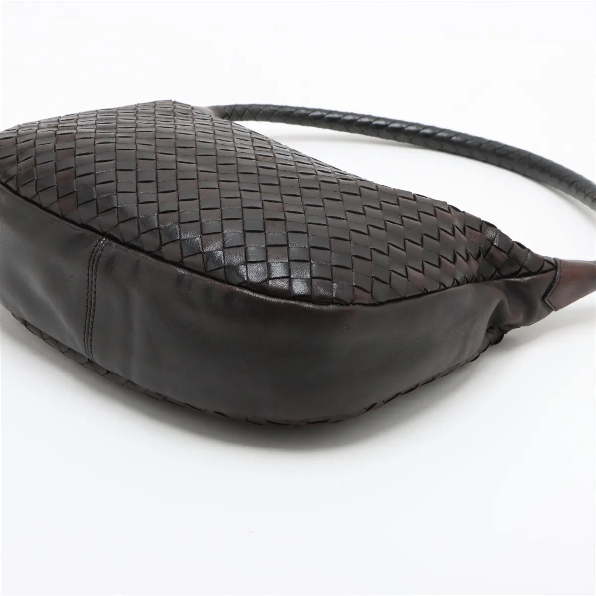 Intrecciato Leather Shoulder Bag Brown — view 3