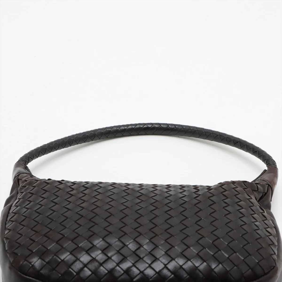 Intrecciato Leather Shoulder Bag Brown — view 6