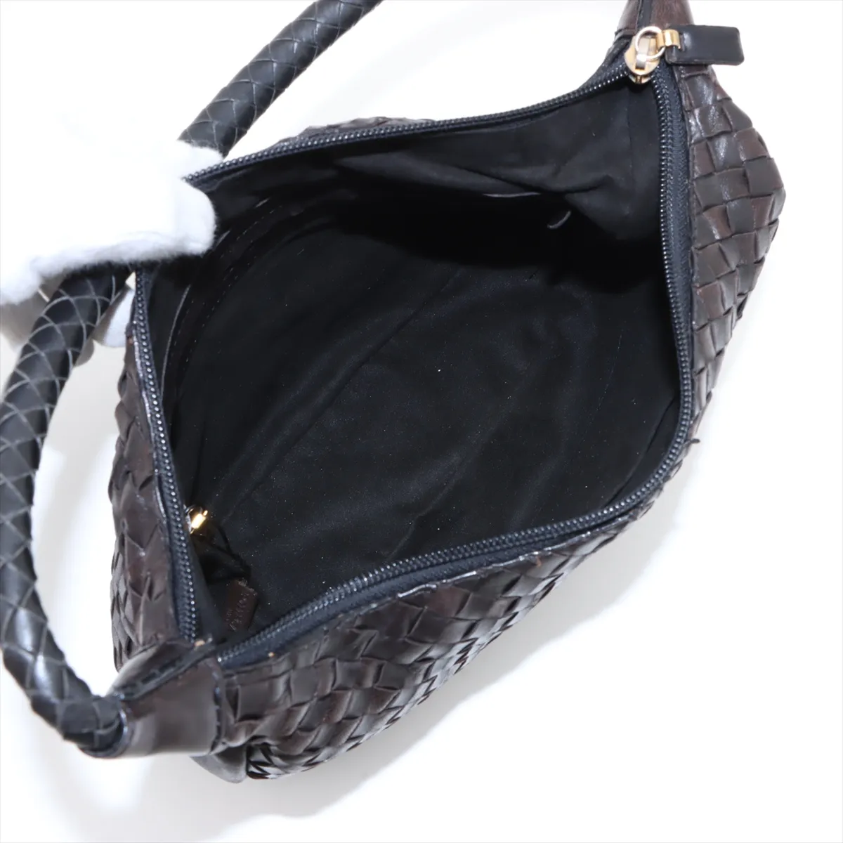 Intrecciato Leather Shoulder Bag Brown — view 7